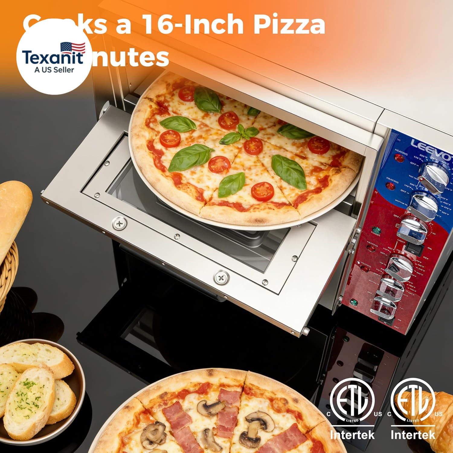 Commercial Double Deck 16 Inch Electric Pizza Oven | 3600W Countertop Pizza Make