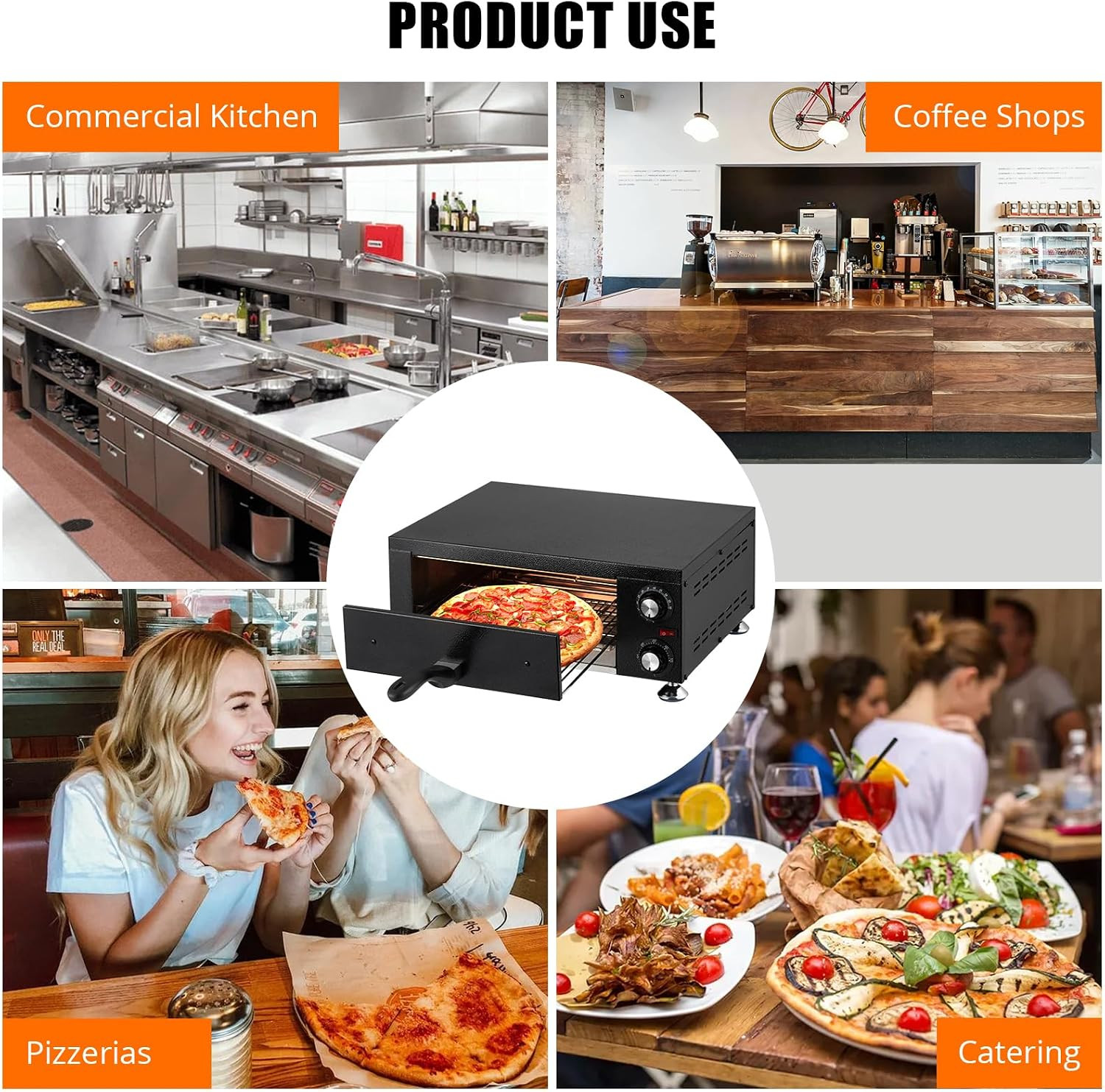 Commercial Countertop Pizza Oven, 1100W Stainless Steel Electric Pizza Maker wit