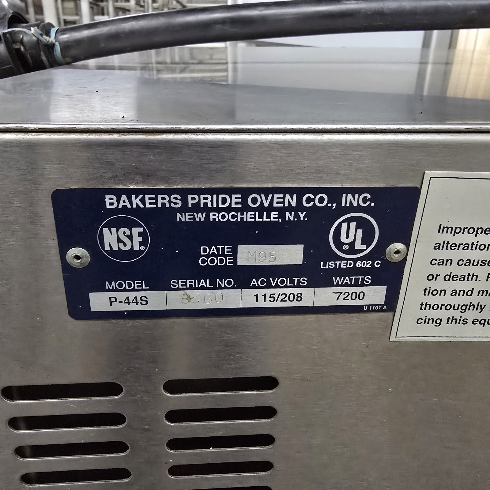 Pizza/Pretzel Stone Deck Oven Bakers Pride P44S 208/240V 3ph TESTED