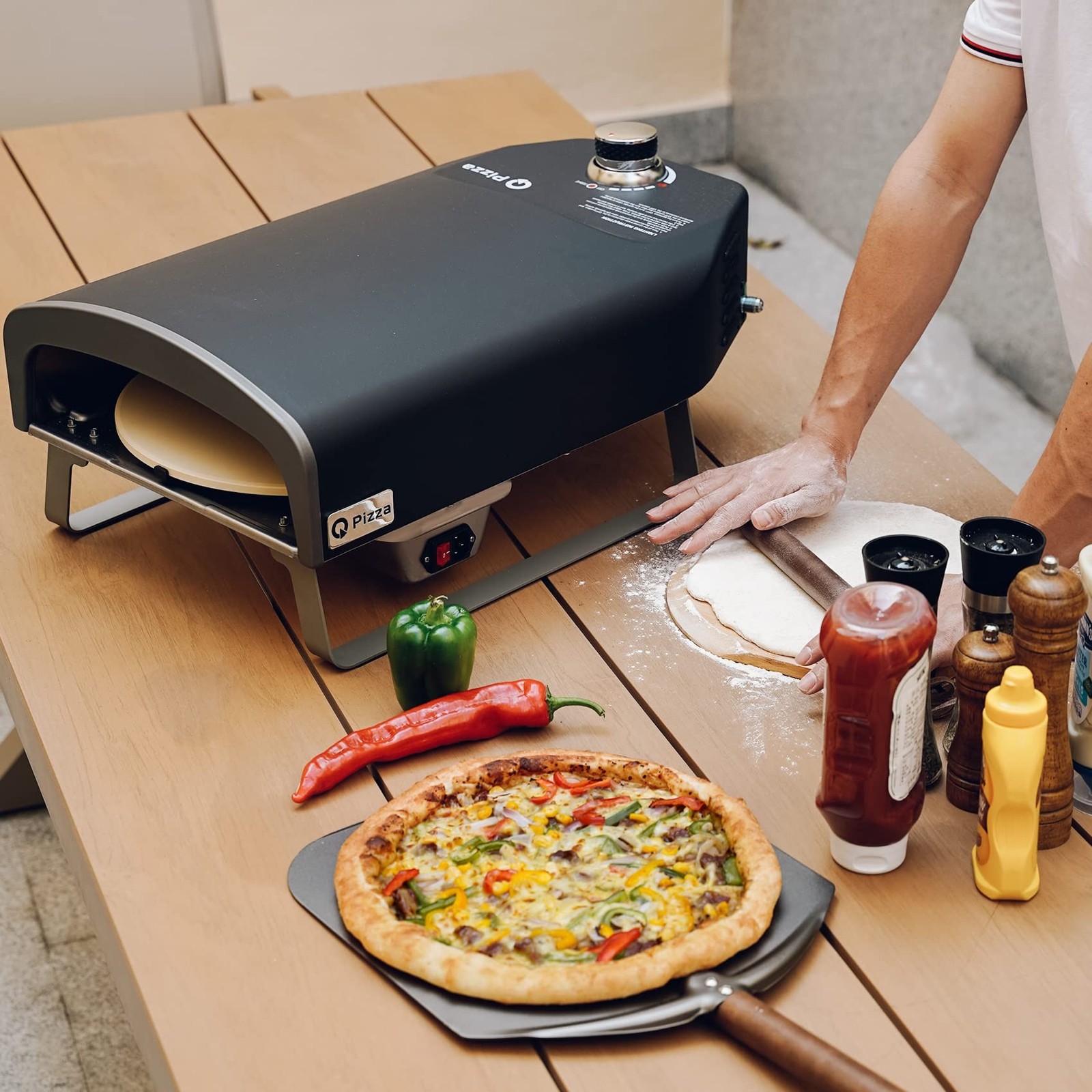 Q Pizza Gas Pizza Oven Portable Propane Pizza Oven with Automatic Rotating St…