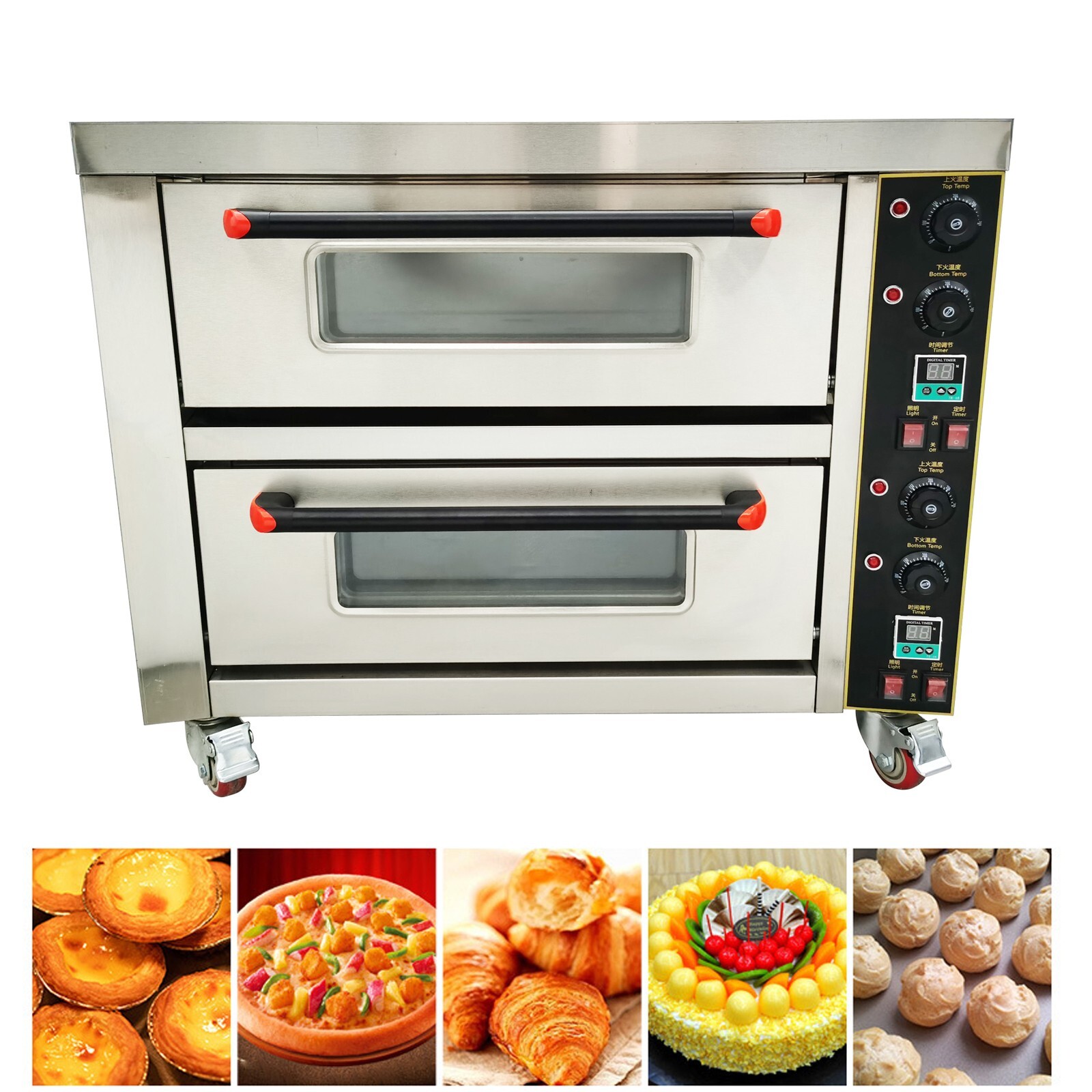Commercial Double Decker Electric Oven Pizza Bakery Roast Chicken Making 220V