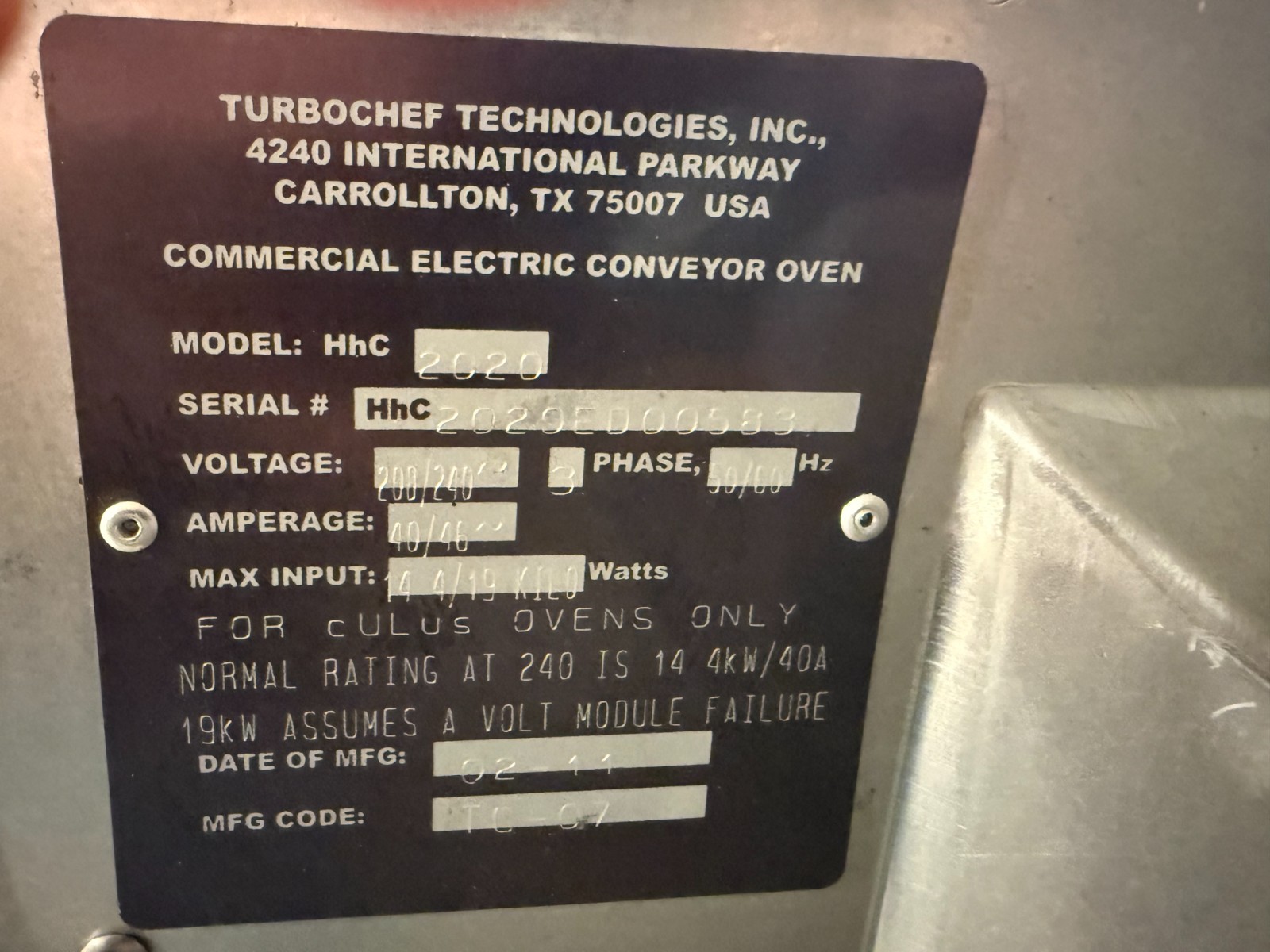 TurboChef HHC2020 48″ Electric Countertop Conveyor Oven, Split 10″ Belts,3 Phase