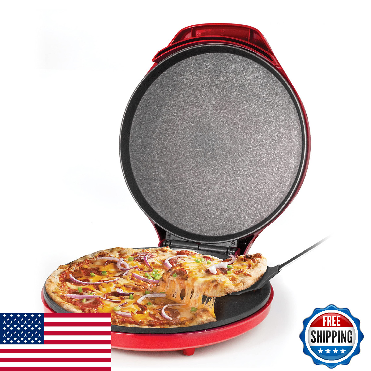 Betty Crocker BC-2958CR 1440W Countertop Pizza Maker Machine for Home