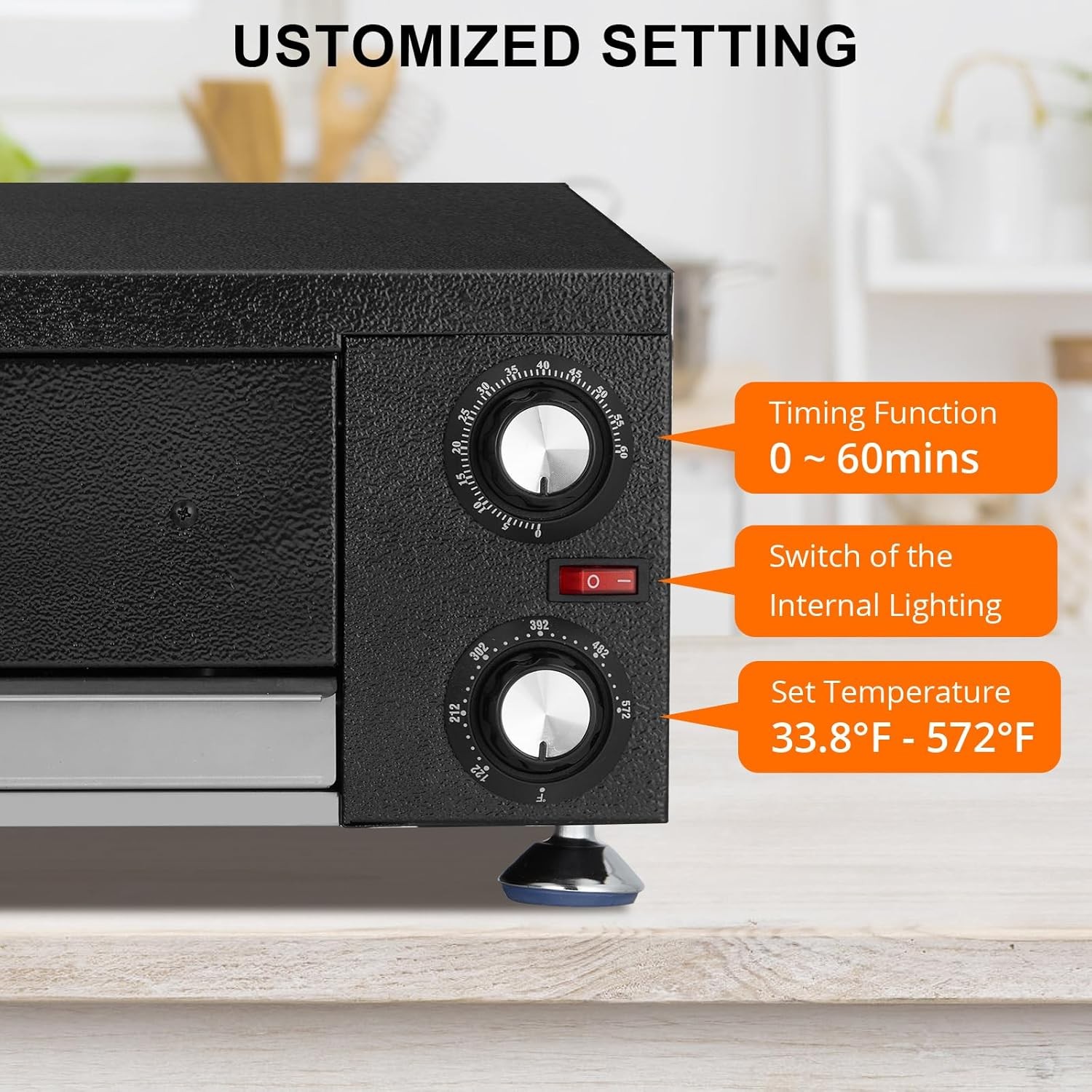 Countertop Electric Pizza Oven for Indoor,12″ Single Deck Commercial Pizza Maker
