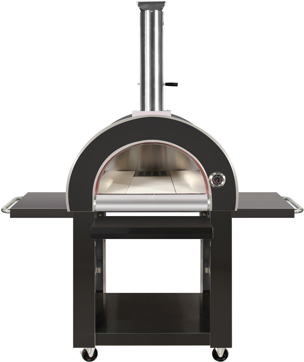 New Outdoor BLACK Stainless Steel Wood Fired Artisan Pizza Oven BBQ Grill +Cover