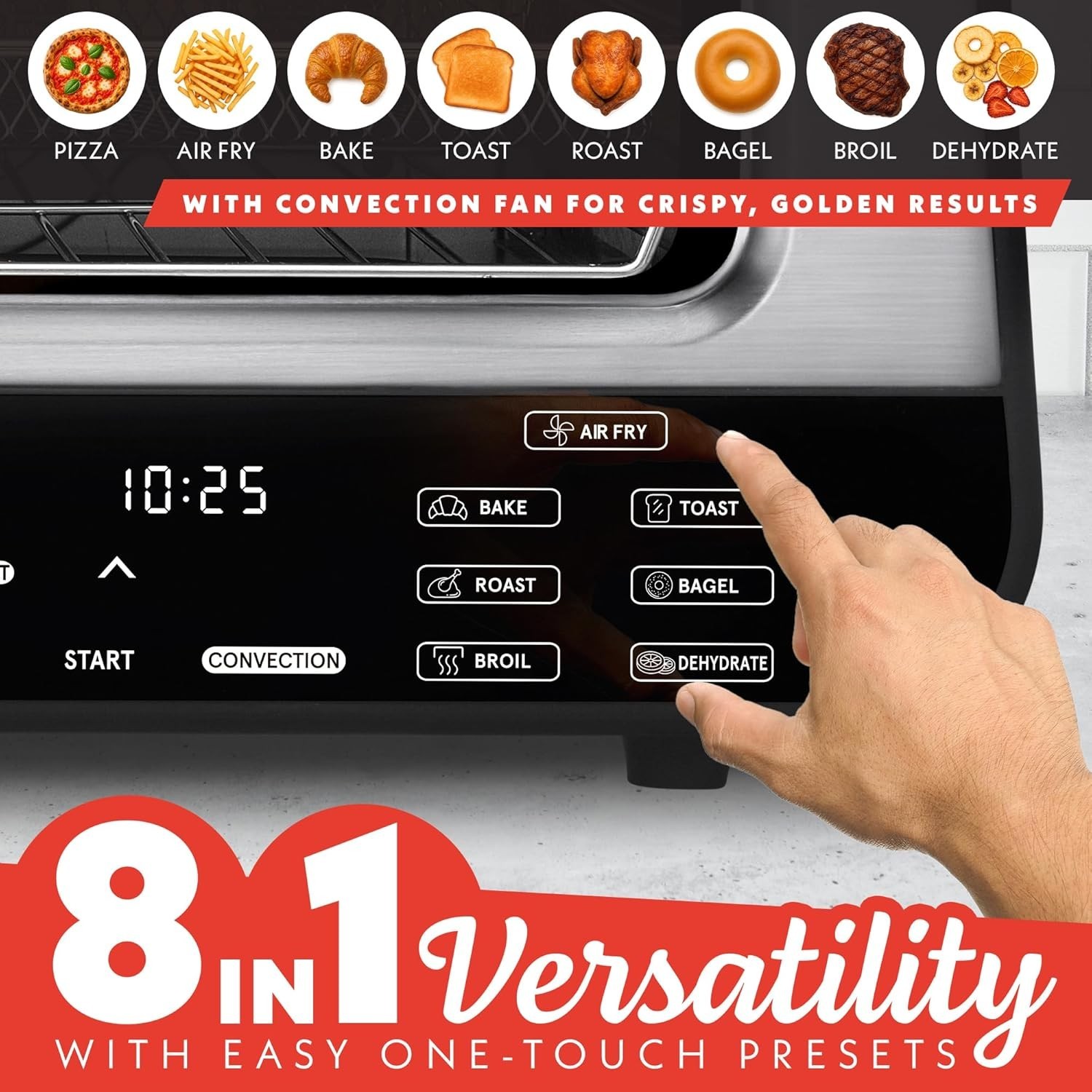 Indoor Pizza Oven Air Fryer Toaster 1800W Countertop Multi-Cooker Pizza Stone