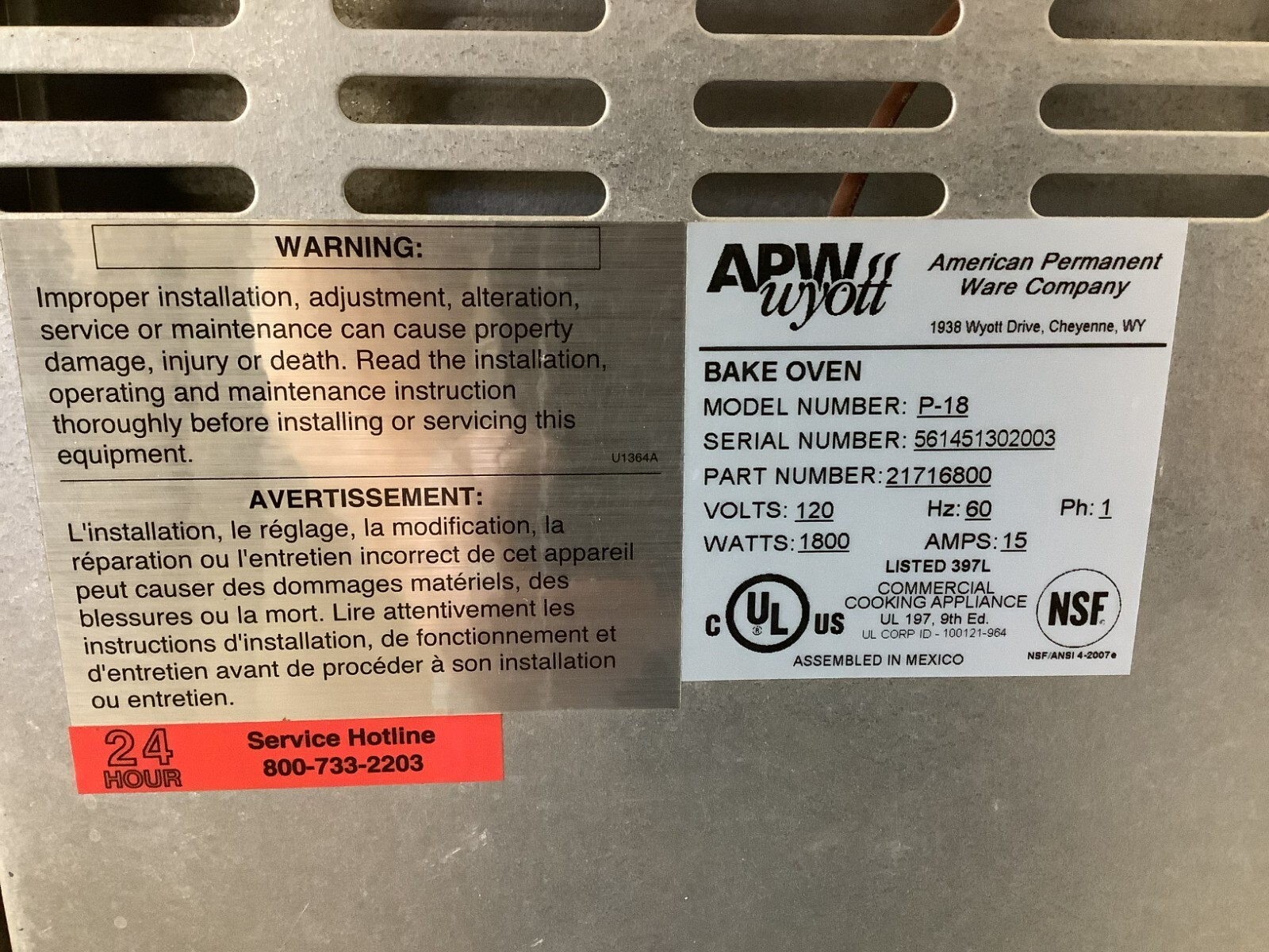 Pizza Oven APW Wyott P-18 Countertop 2 Deck 1ph 120V Tested