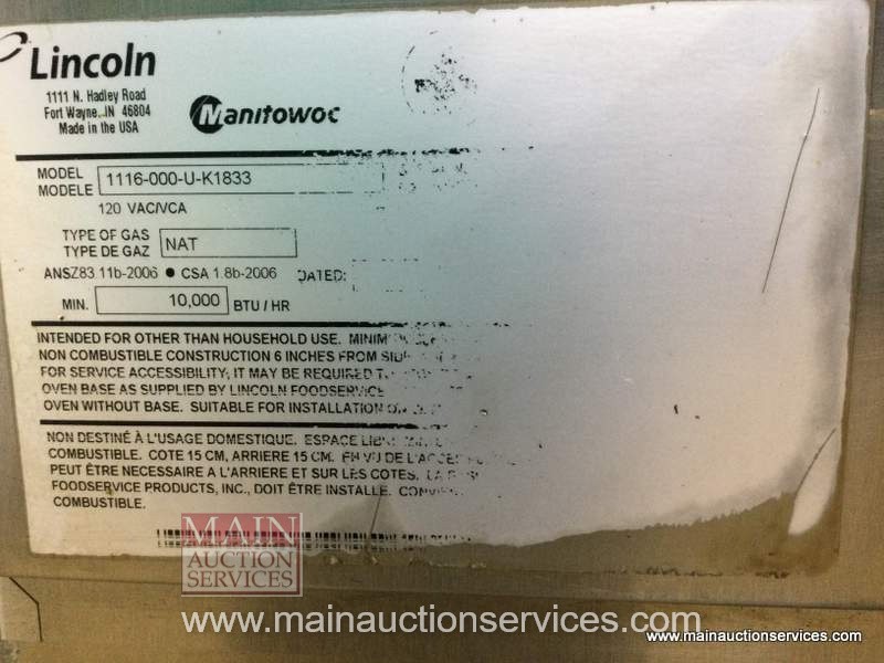 Lincoln Impinger 1116 Gas Double Conveyor Pizza Oven