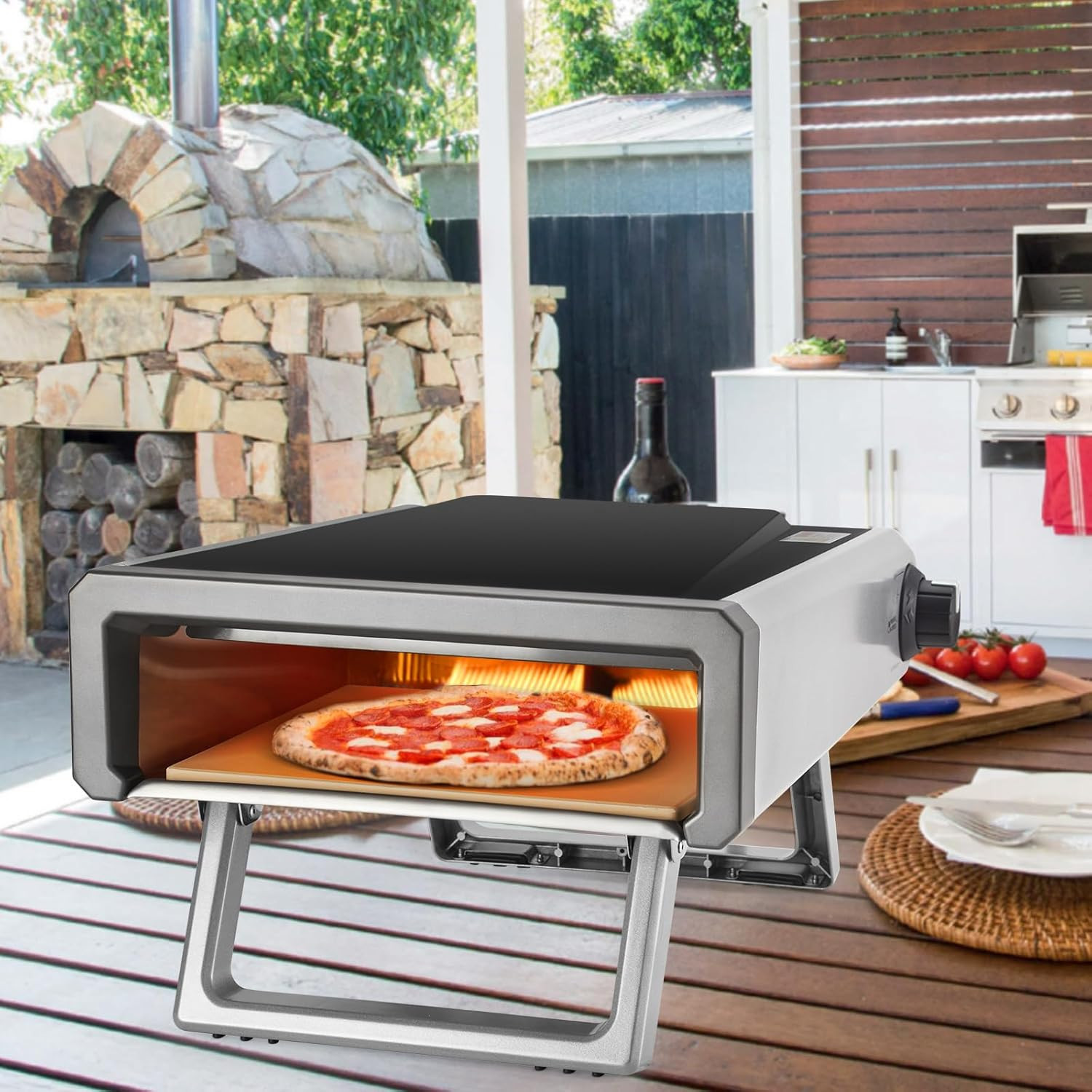 Pizza Oven with 12″ Pizza Barbecue Oven – Portable Pizza Oven, Gas Pizza Oven wi