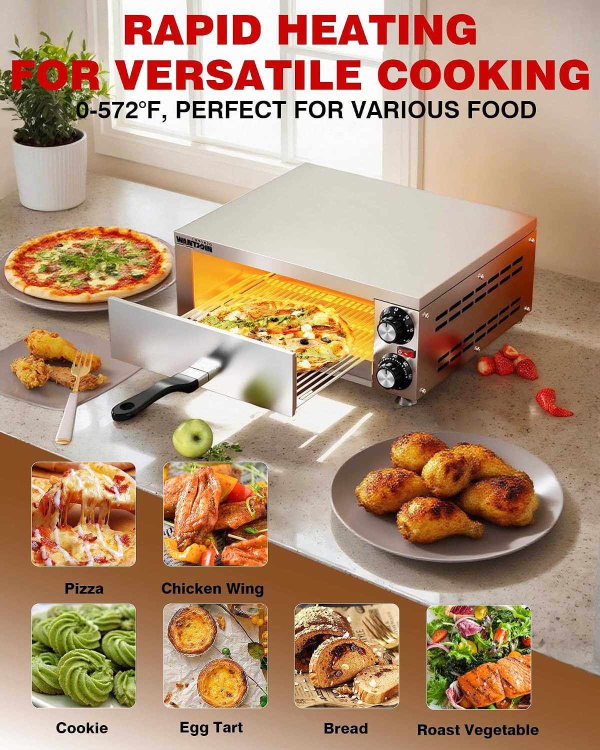 Pizza Oven Indoor – Electric Pizza Ovens Countertop Stainless Steel Commercial P