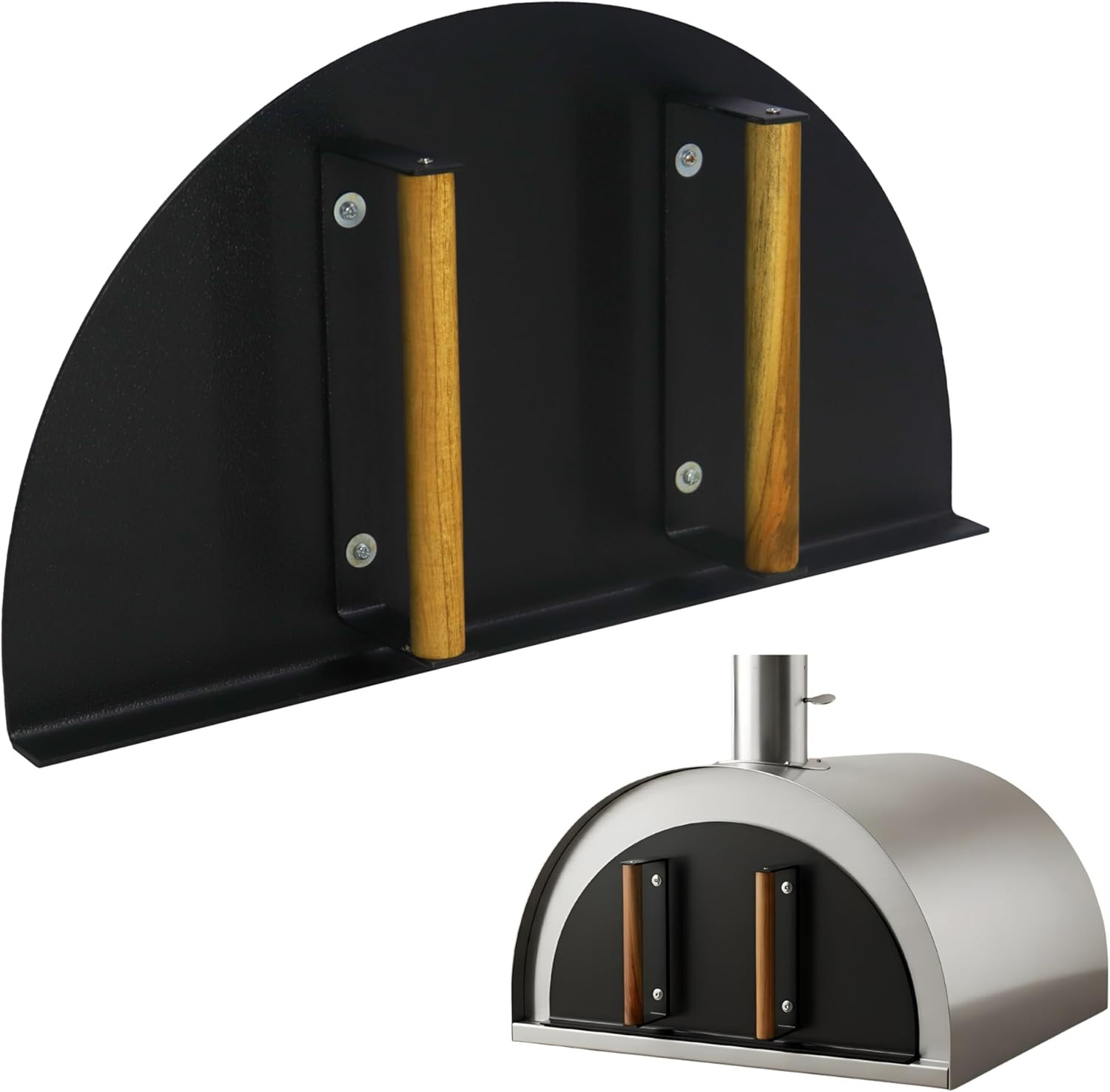 Pizza Oven Door – 20″L X 11″H Stainless Steel Heavy-Duty Door with Wooden Handle