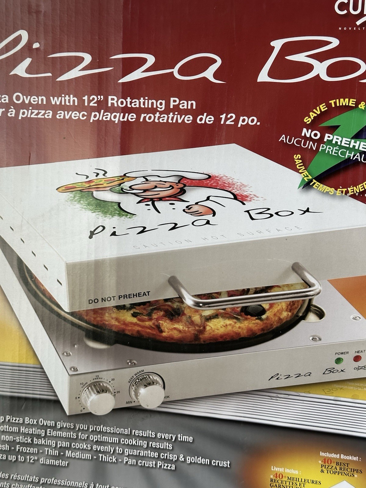 Cuizen Pizza Box Countertop Pizza Oven w 12″ Rotating Pan PIZ-4012 Tested Works