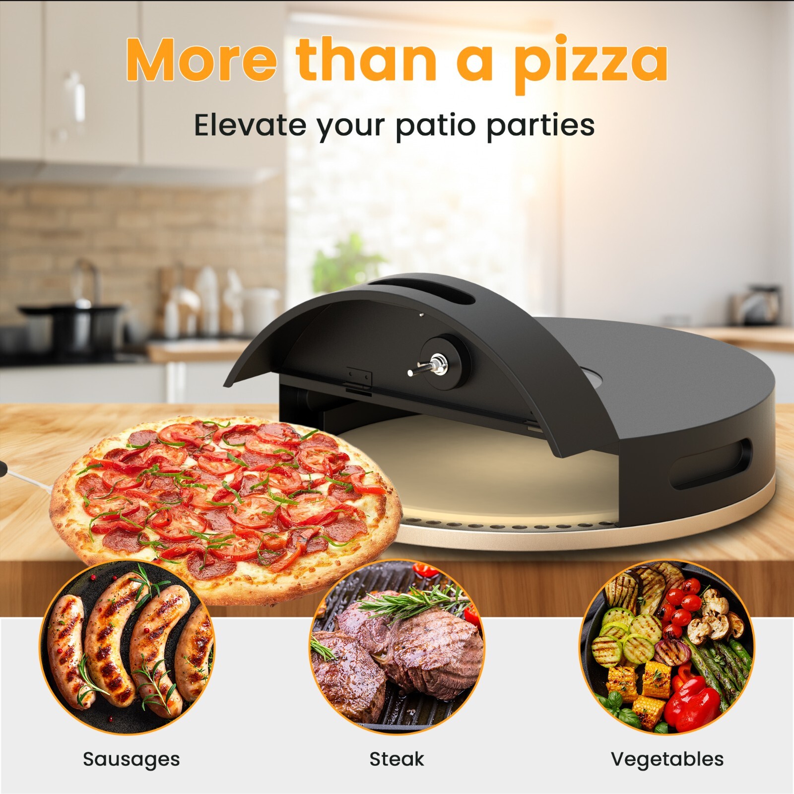 15“ Grill Top Pizza Oven With Door & Window
