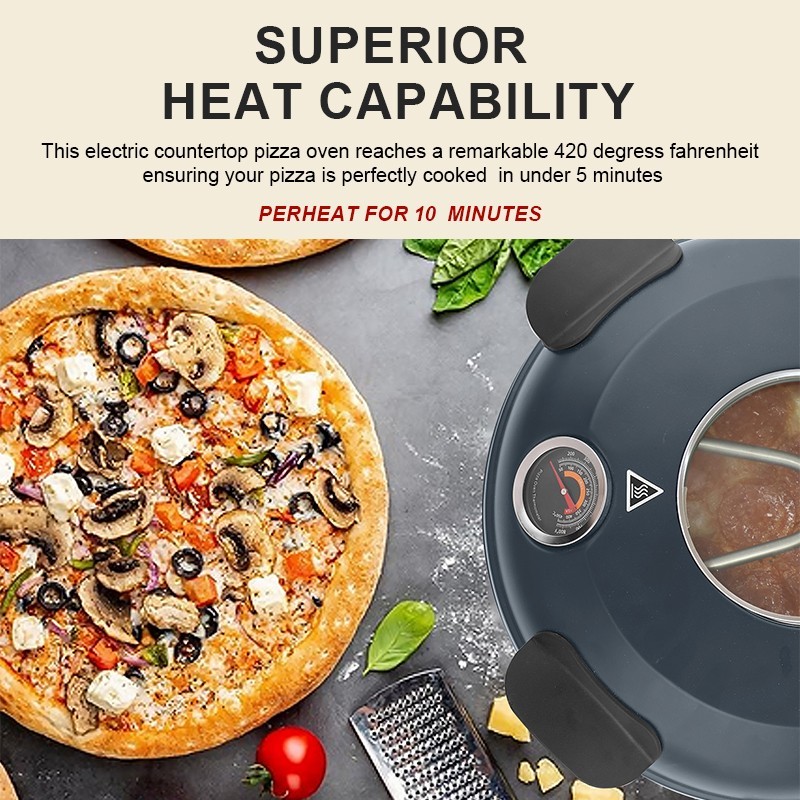 Electric Pizza Maker Oven Indoor 12 Inch Indoor Countertop Pizza 1200W 800°F