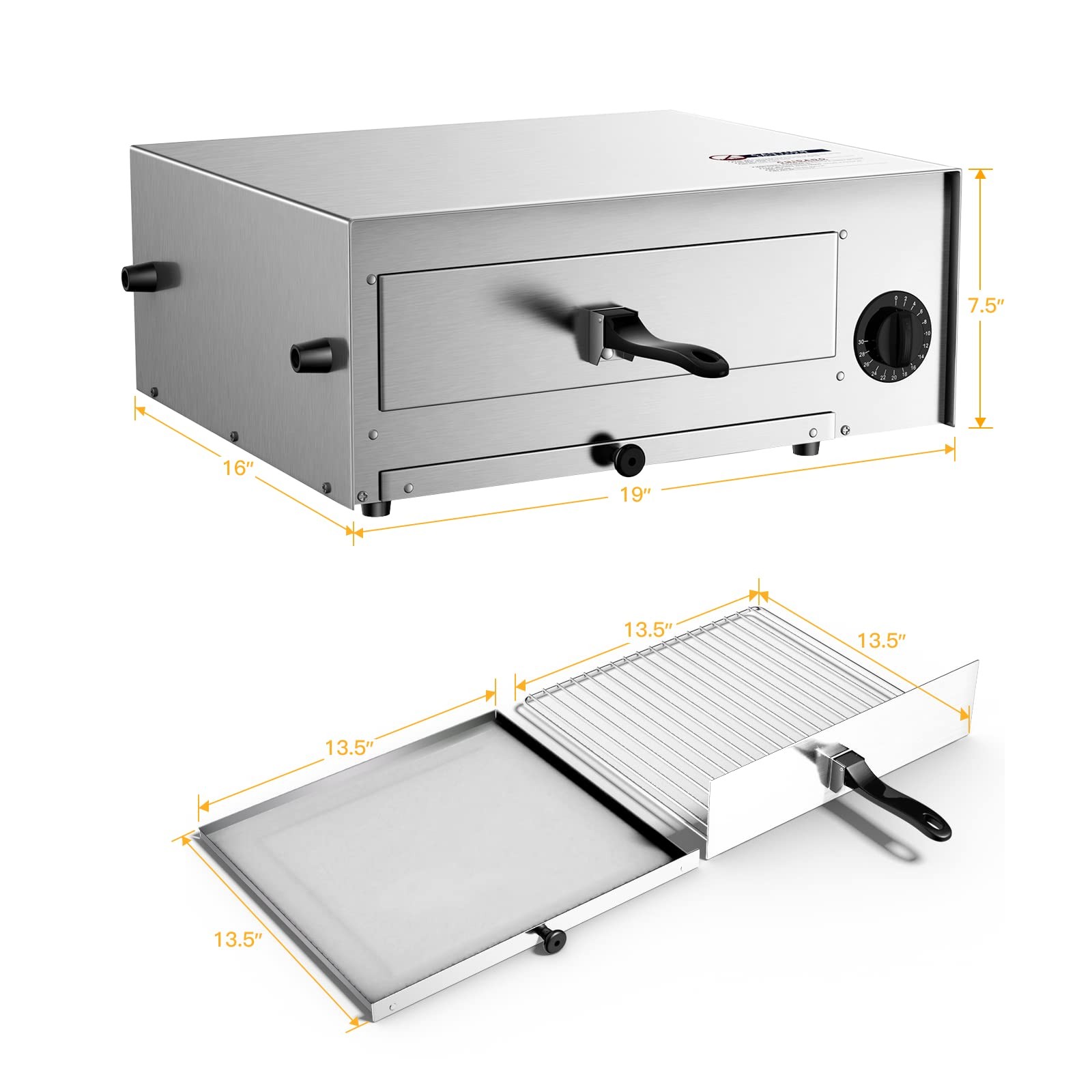 Simoe Electric Pizza Ovenindoor Pizza Oven Tray And 30Mins Timer