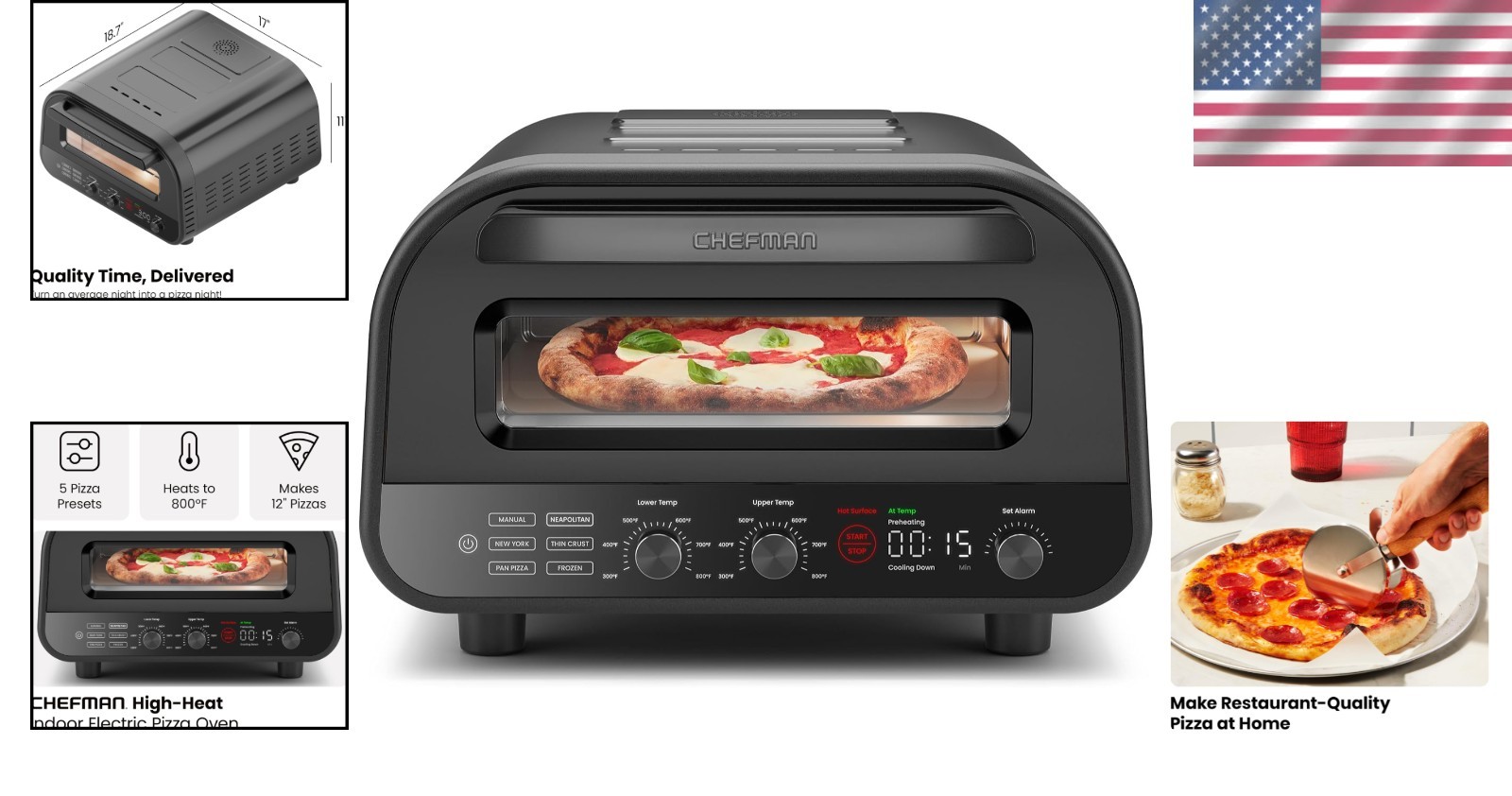 High-Heat Indoor Pizza Oven – Enjoy Perfect Pizzas with Stone and Peel Included