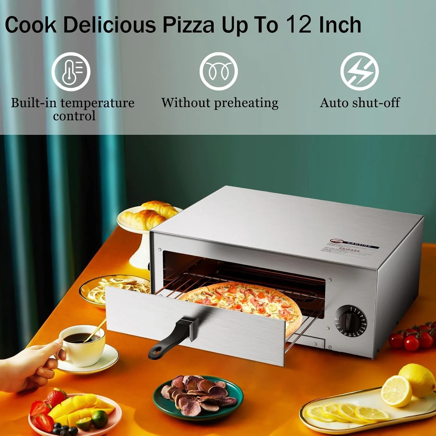 Electric Pizza Oven Stainless Steel Pizza Baker for Kitchen Commercial Use, S…