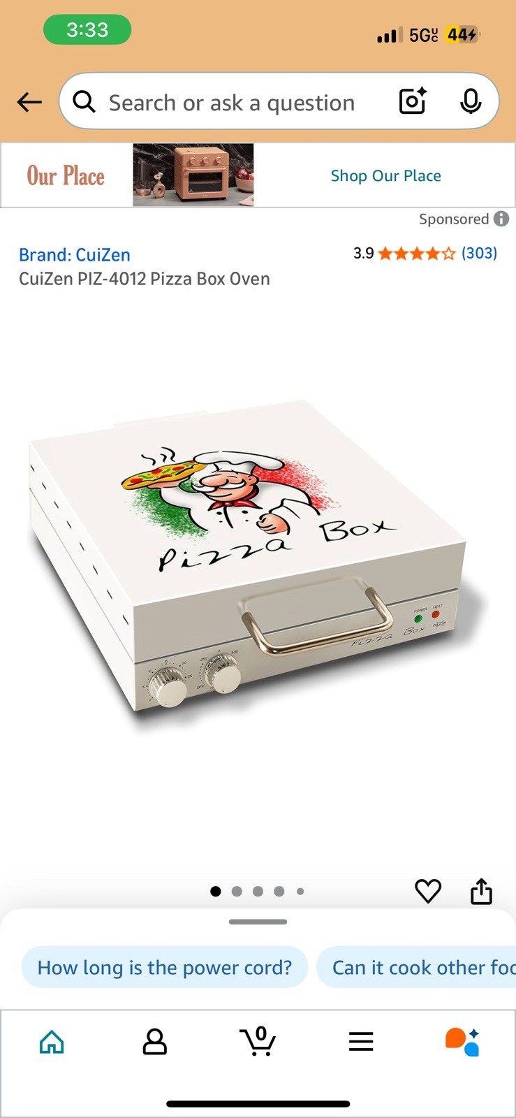 Cuizen Pizza Box Countertop Oven with 12″ Rotating Pan PIZ-4012