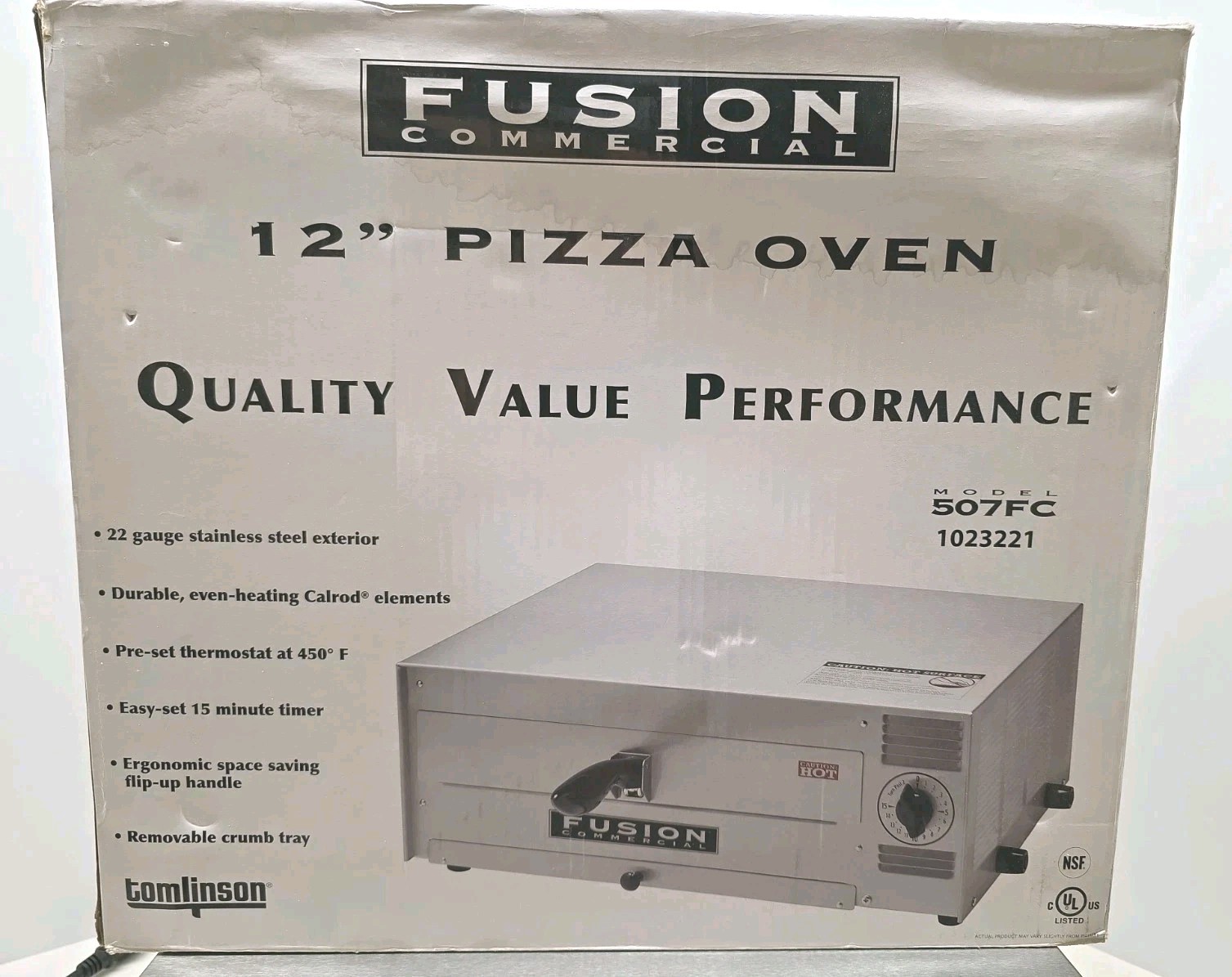 Fusion Commercial Countertop 12” Pizza Oven Stainless Steel Electric 507FC