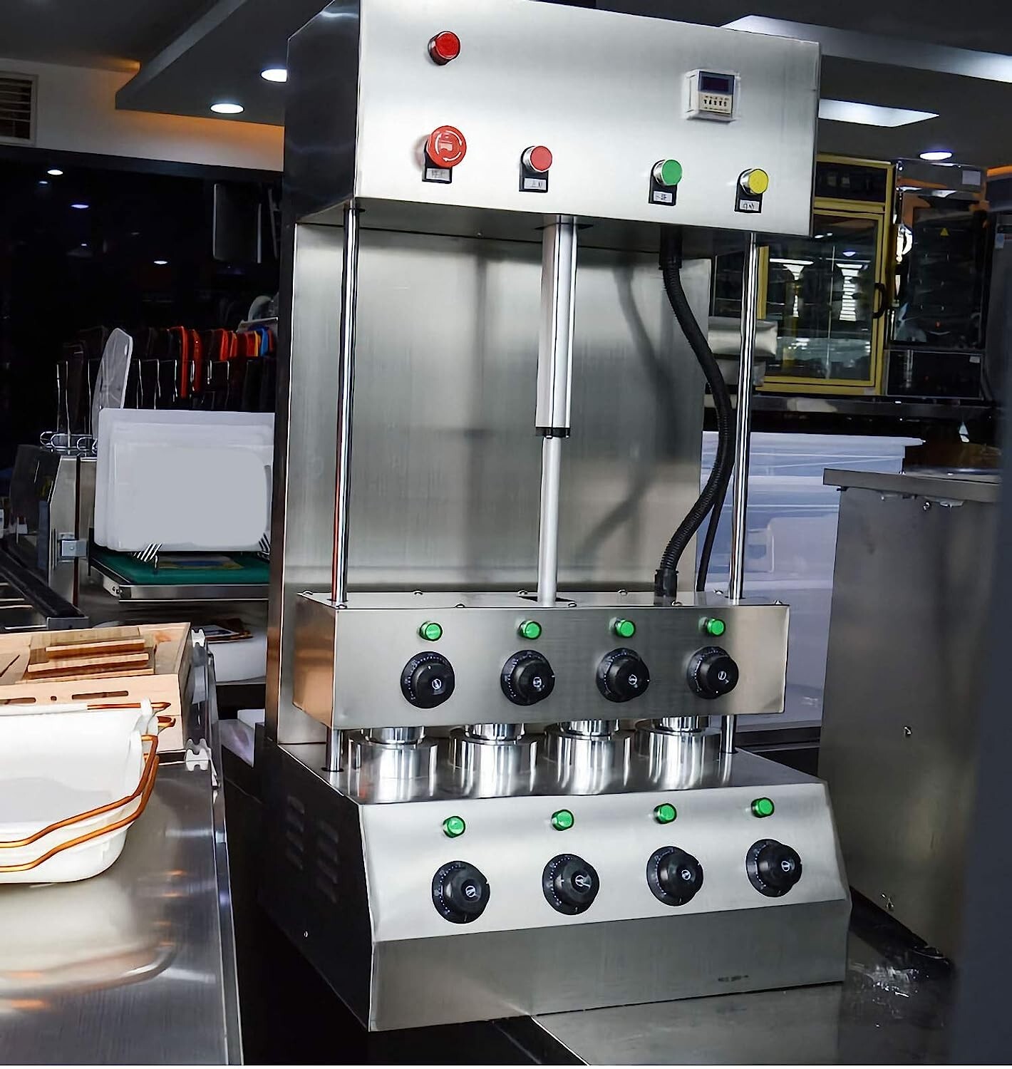 110V Commercial Stainless 4 Heads Pizza Cone Forming Making Machine with 4 Dies