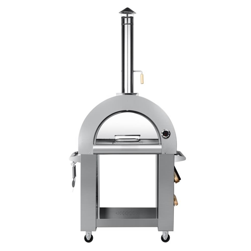 Pemberly Row 32 in.Outdoor Wood Fired Pizza Oven in Stainless Steel