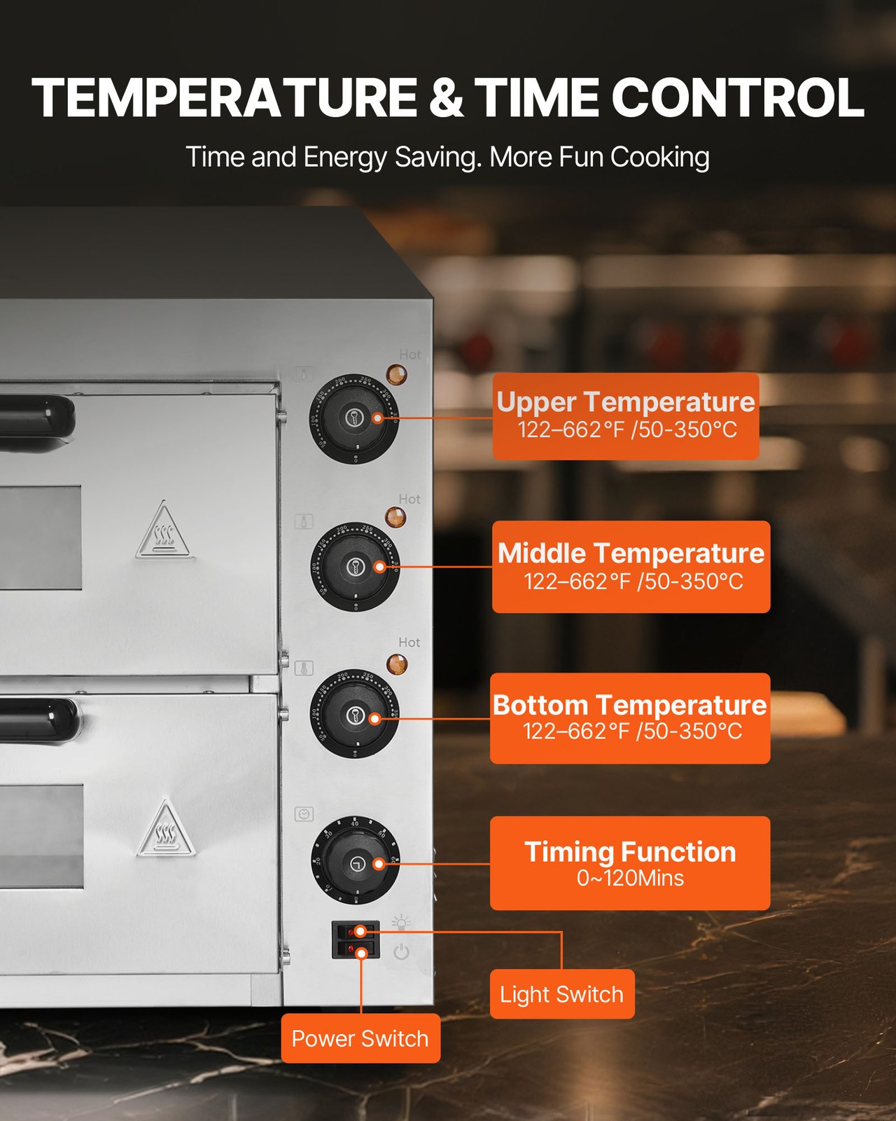 VEVOR Commercial Countertop Pizza Oven Electric Pizza Oven for 16-In Pizza