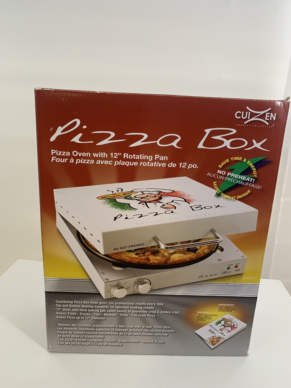 BRAND NEW CuiZen PIZ4012 Pizza Box Oven Medium White COOKING 12″ ROTATING PAN
