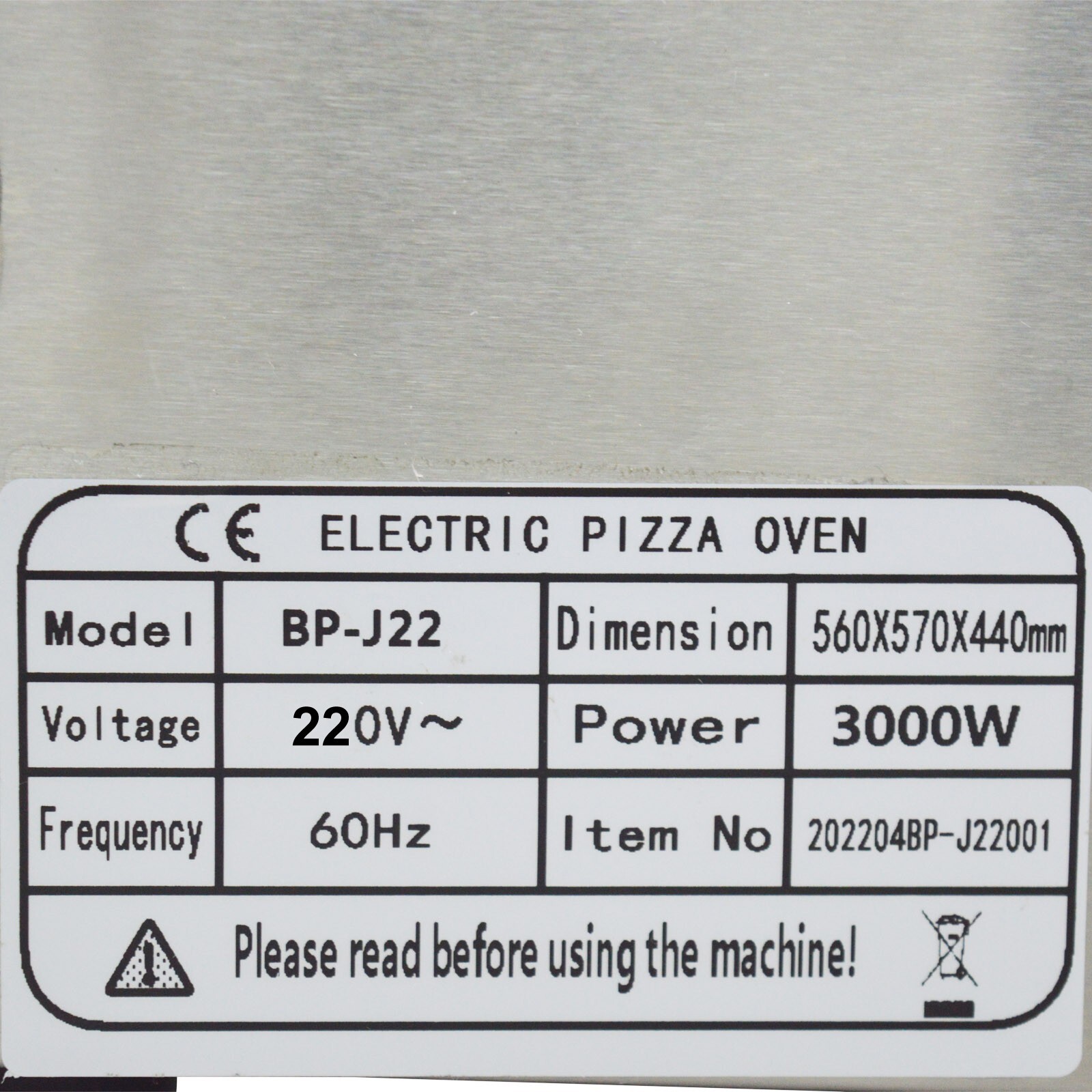 220V 3KW Commercial Double-decker 16″ Pizza Electric Oven with Two Plasterboards