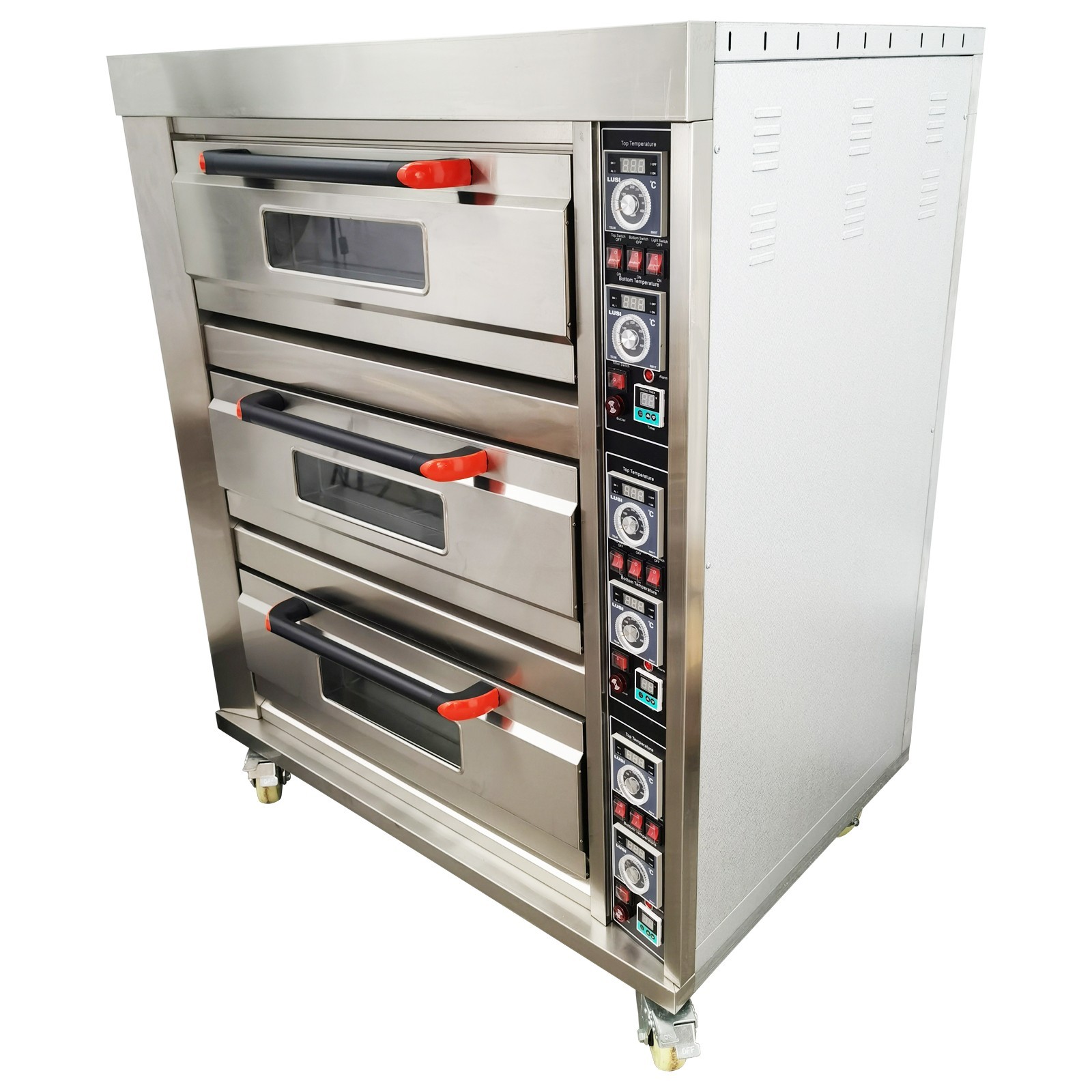 220V Commercial Movable Electric Triple Pizza Oven Independently Controlled 3PH