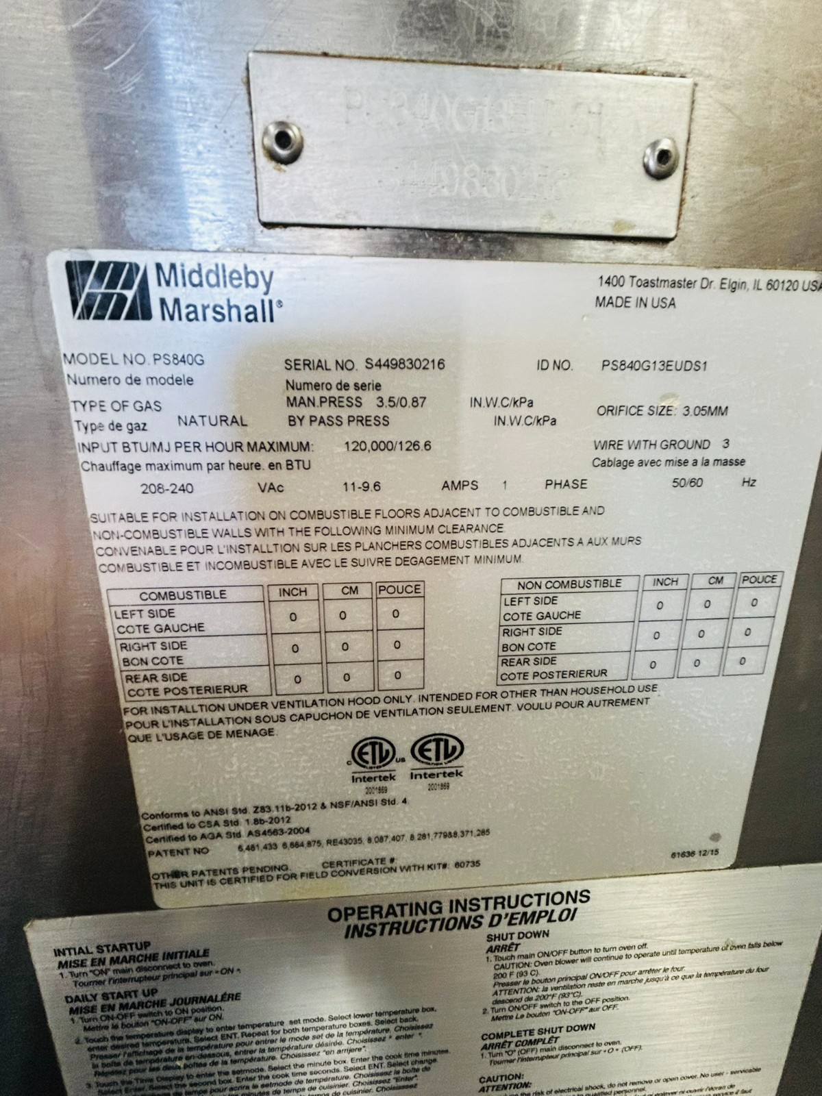 Middleby Marshall PS840G Double Stack Conveyor Oven 120,000 BTU Refurbished