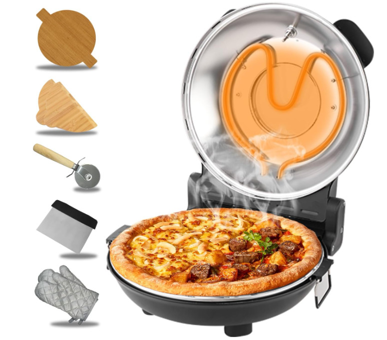 Horno de pizza de interior, retro de 30 cm, calentamiento rápido a 400 °C, horno