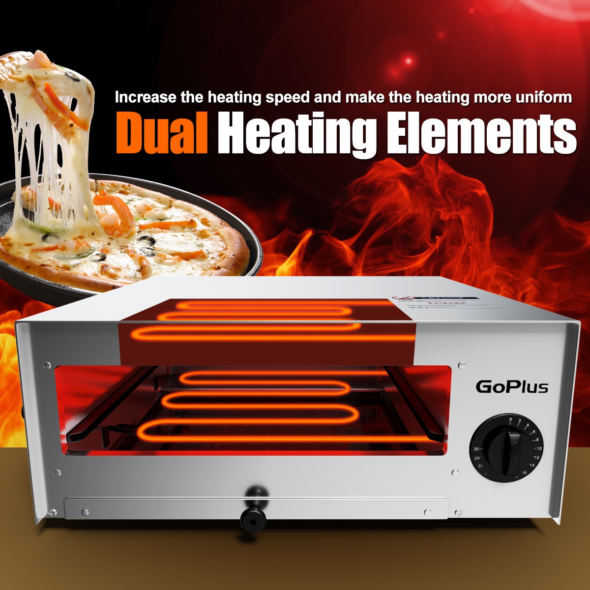 Goplus Home Kitchen Pizza Oven Stainless Counter Top Snack Pan Bake Commercial
