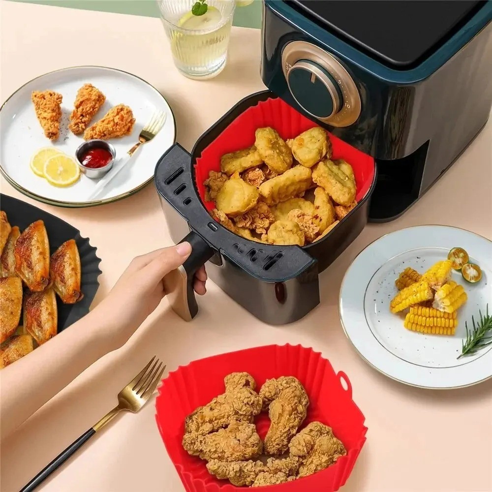 Silicone Air Fryer Pan Reusable Oven Baking Tray Pizza Pan Fried Chicken USA