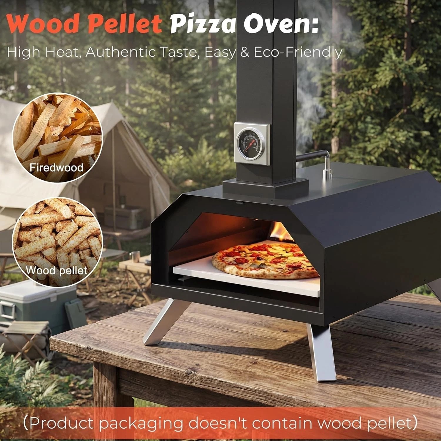 Pizza Oven Outdoor Portable Pellet Pizza Stove Wood Fired Stainless Steel Piz…