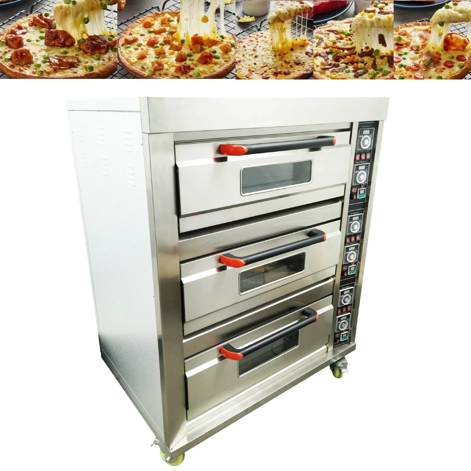 Electric Pizza Oven Triple-deck Bread Pastries Meat Oven 6 Baking Sheets 220V