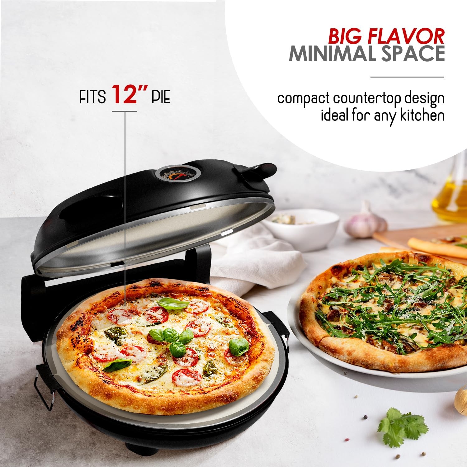 Eatex Electric Pizza Oven Indoor 12 Inch Countertop Pizza Oven Portable Stone