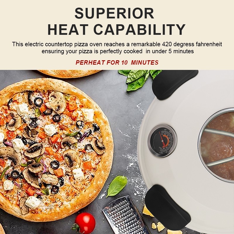 12 inch Electric Pizza Oven Maker Stone Plate Portable 1200W Cooks Professional