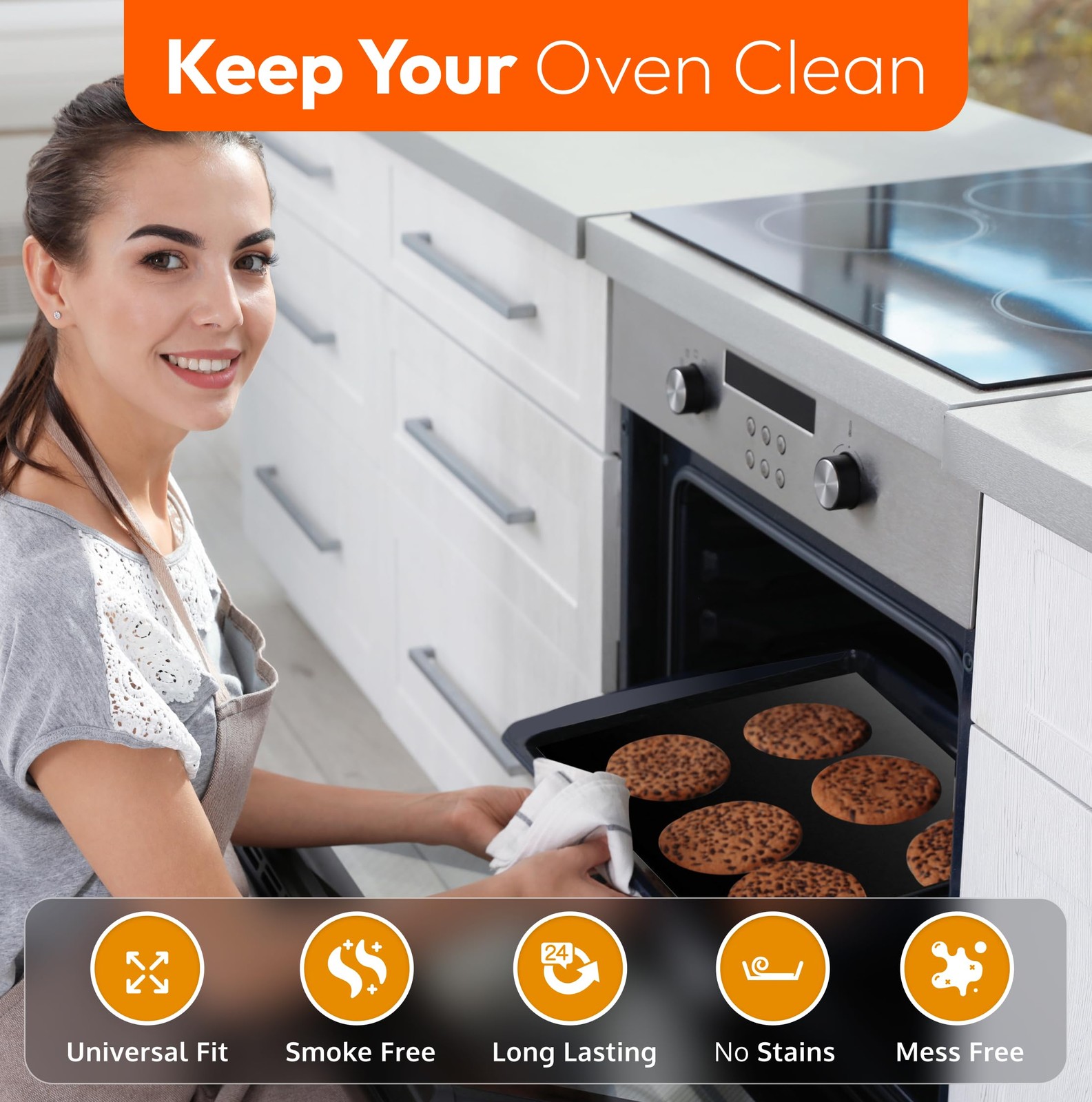 Oven Liners for Bottom of Electric Gas 4 Pack (17″ x 25″), Black