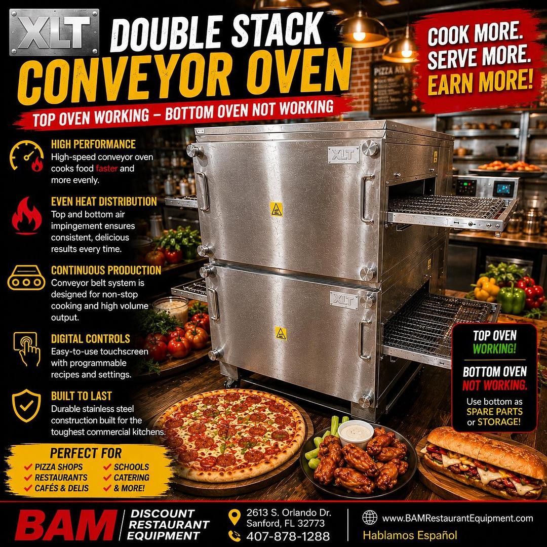 XLT Double Stack Conveyor Pizza Oven – Commercial Conveyor Oven – Working
