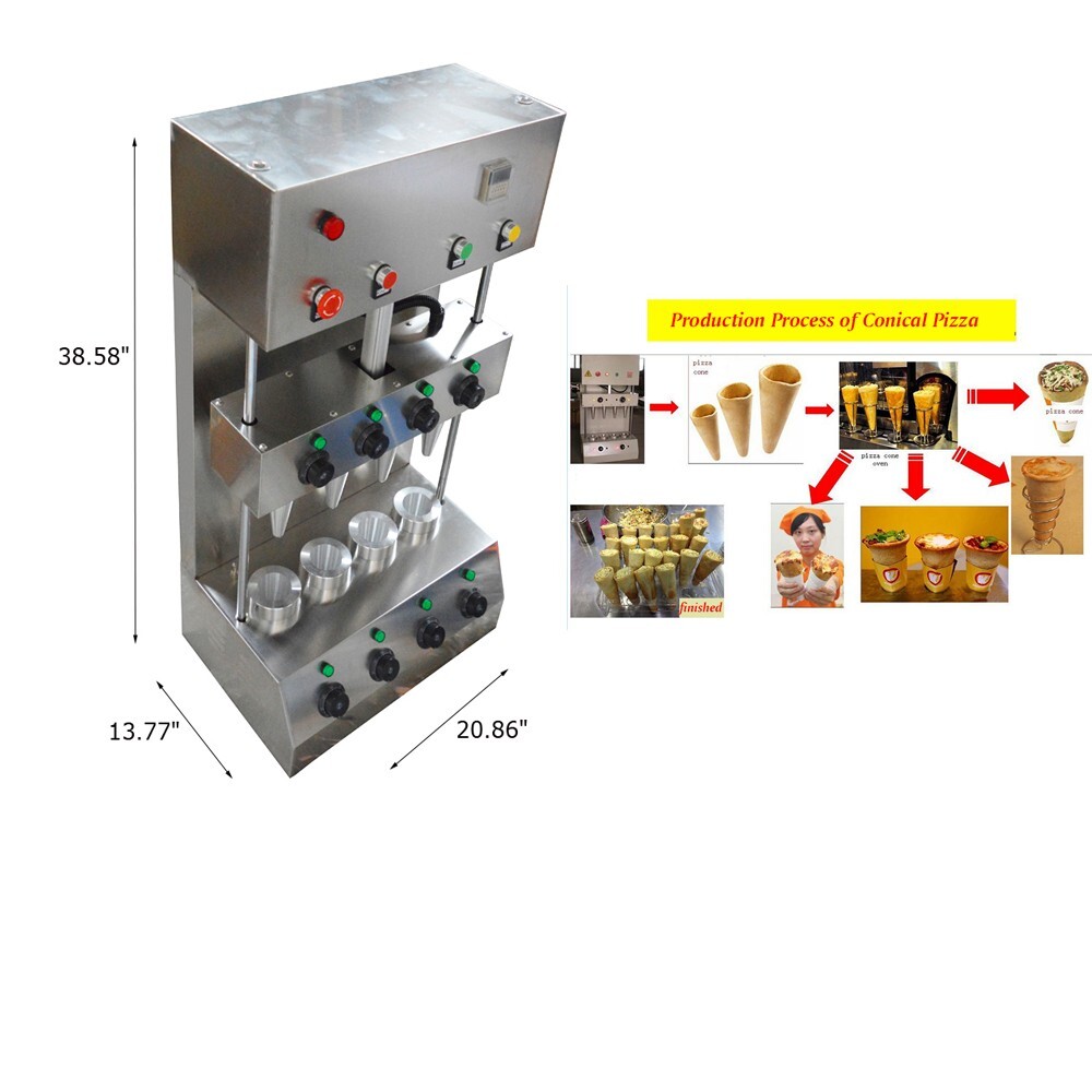 110V Commercial Stainless 4 Heads Pizza Cone Forming Making Machine with 4 Dies