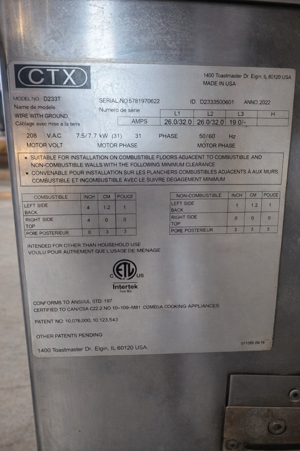 2022 CTX DZ33T Double Deck Conveyor Pizza Oven