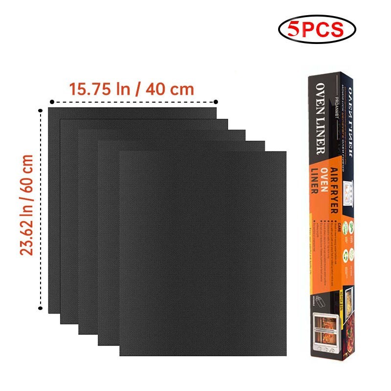 Pack of 5 Large Thick Non Stick Oven Liners Mat Heavy Duty