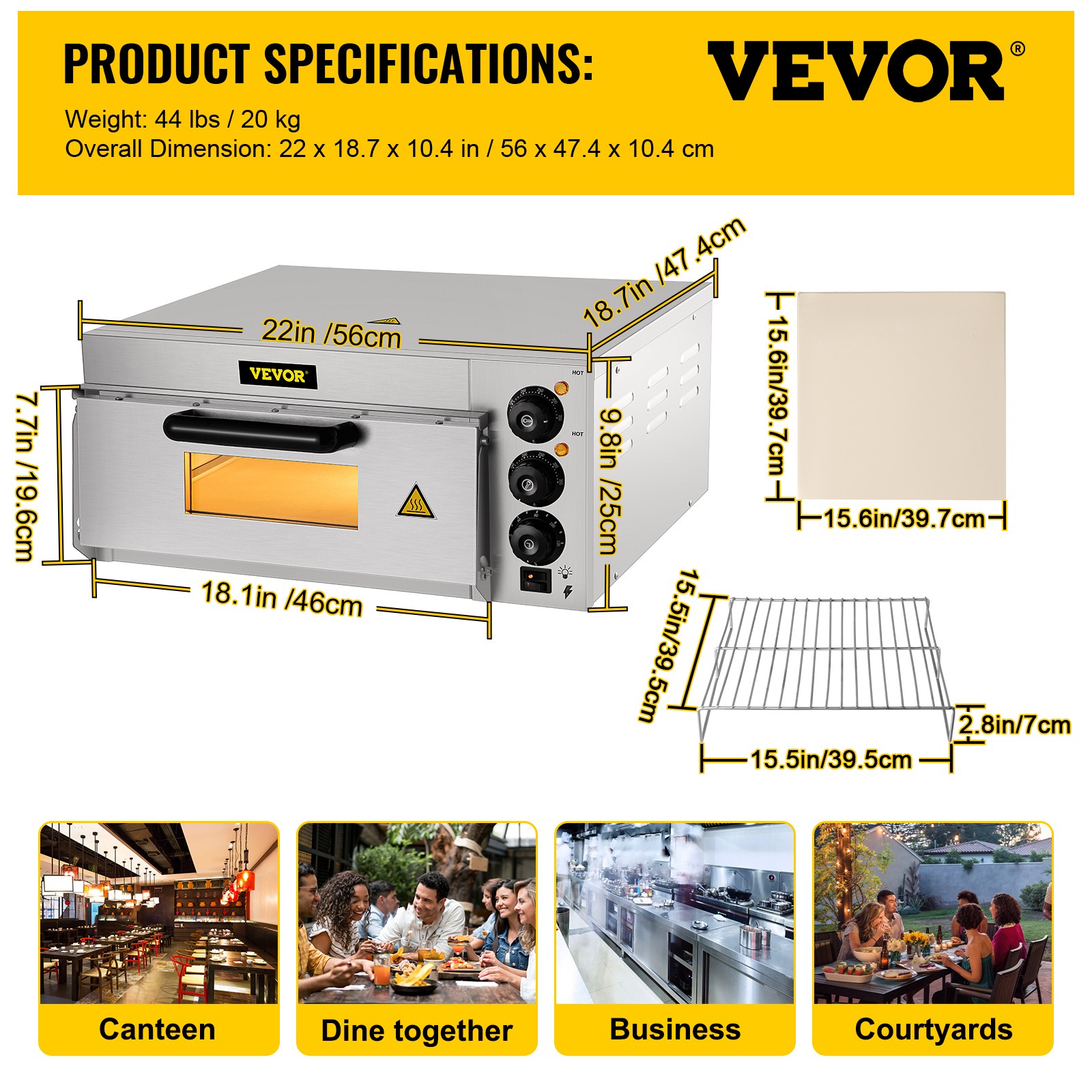 VEVOR Commercial Countertop Pizza Oven Electric Pizza Oven for 14″ Pizza Indoor