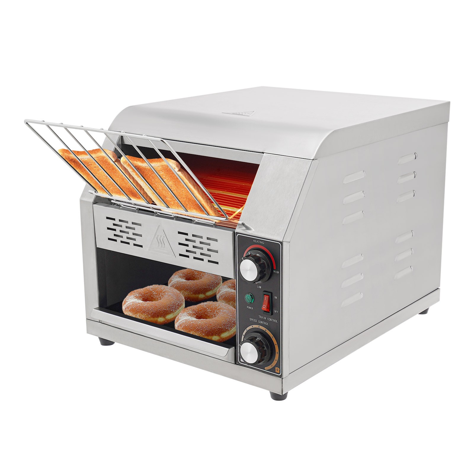 1900W Commercial Conveyor Bread Oven with Temp & Speed Control Stainless Steel