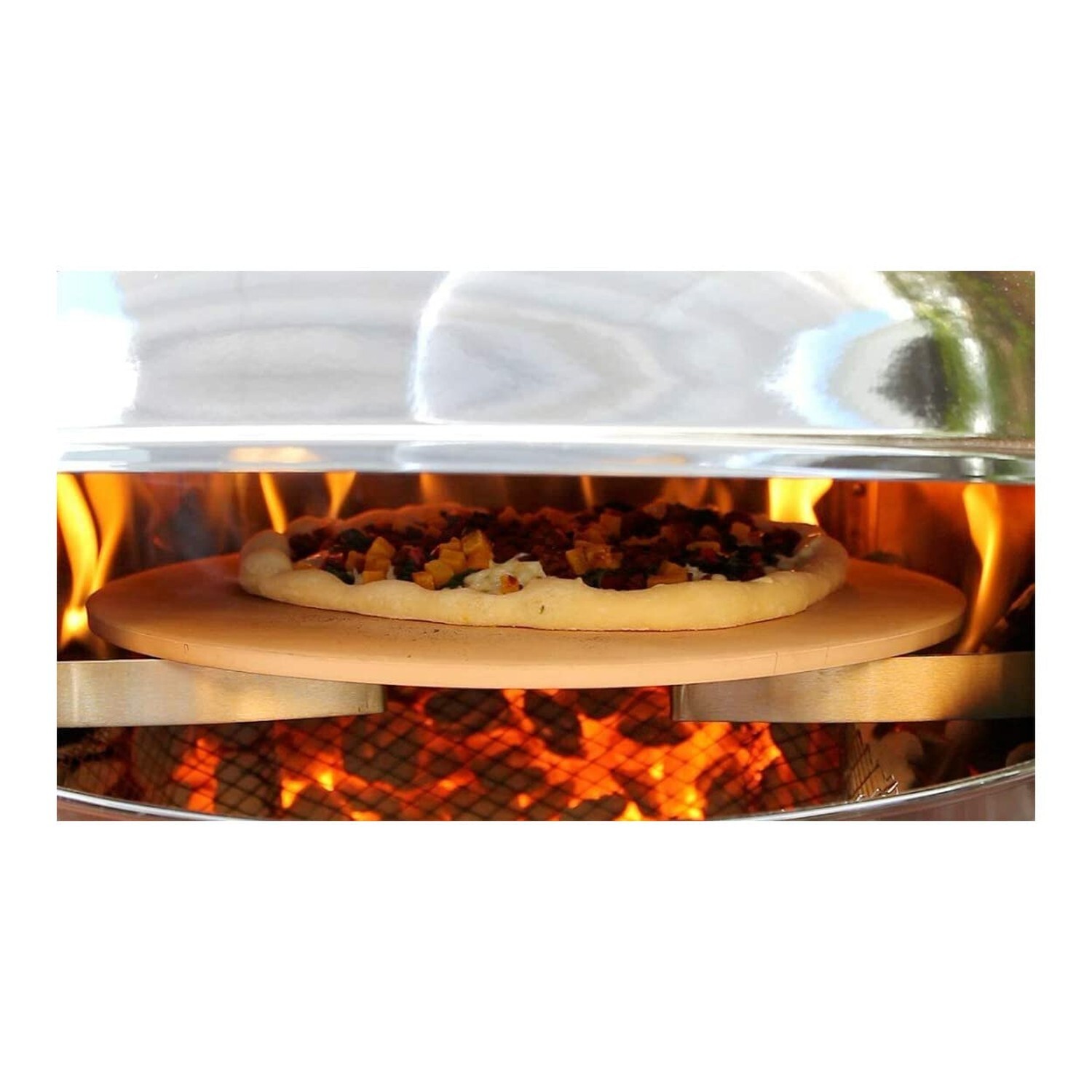 PC7001 PizzaQue Deluxe Outdoor Pizza Oven Kettle Grill Conversion Kit, Silver…
