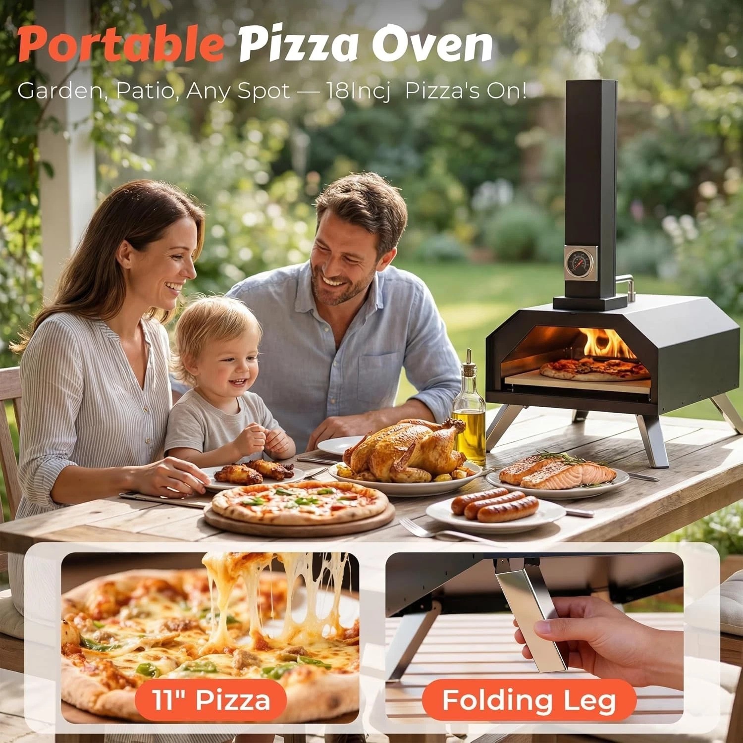 Pizza Oven Outdoor Portable Pellet Pizza Stove Wood Fired Stainless Steel Piz…