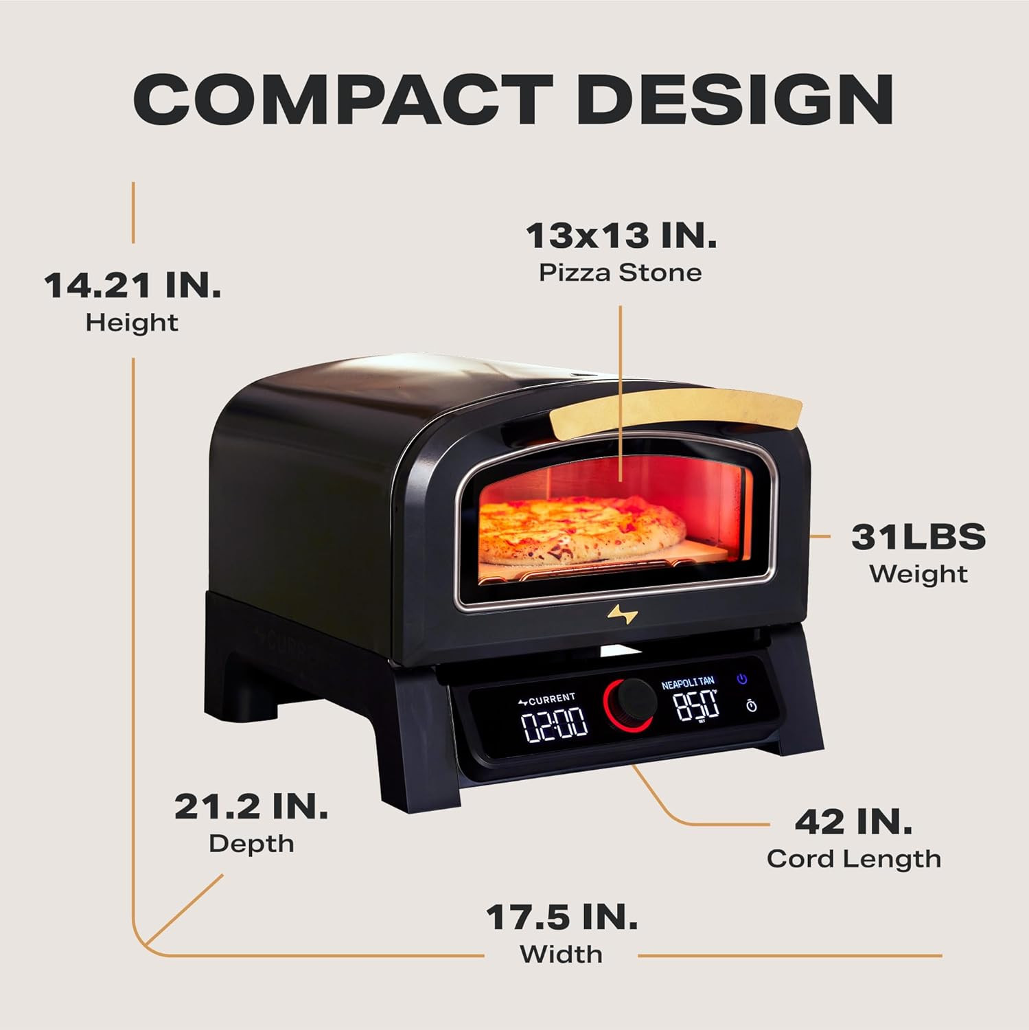 ® Model P Electric Pizza Oven Indoor & Outdoor, 850°F Countertop Oven, No Turnin