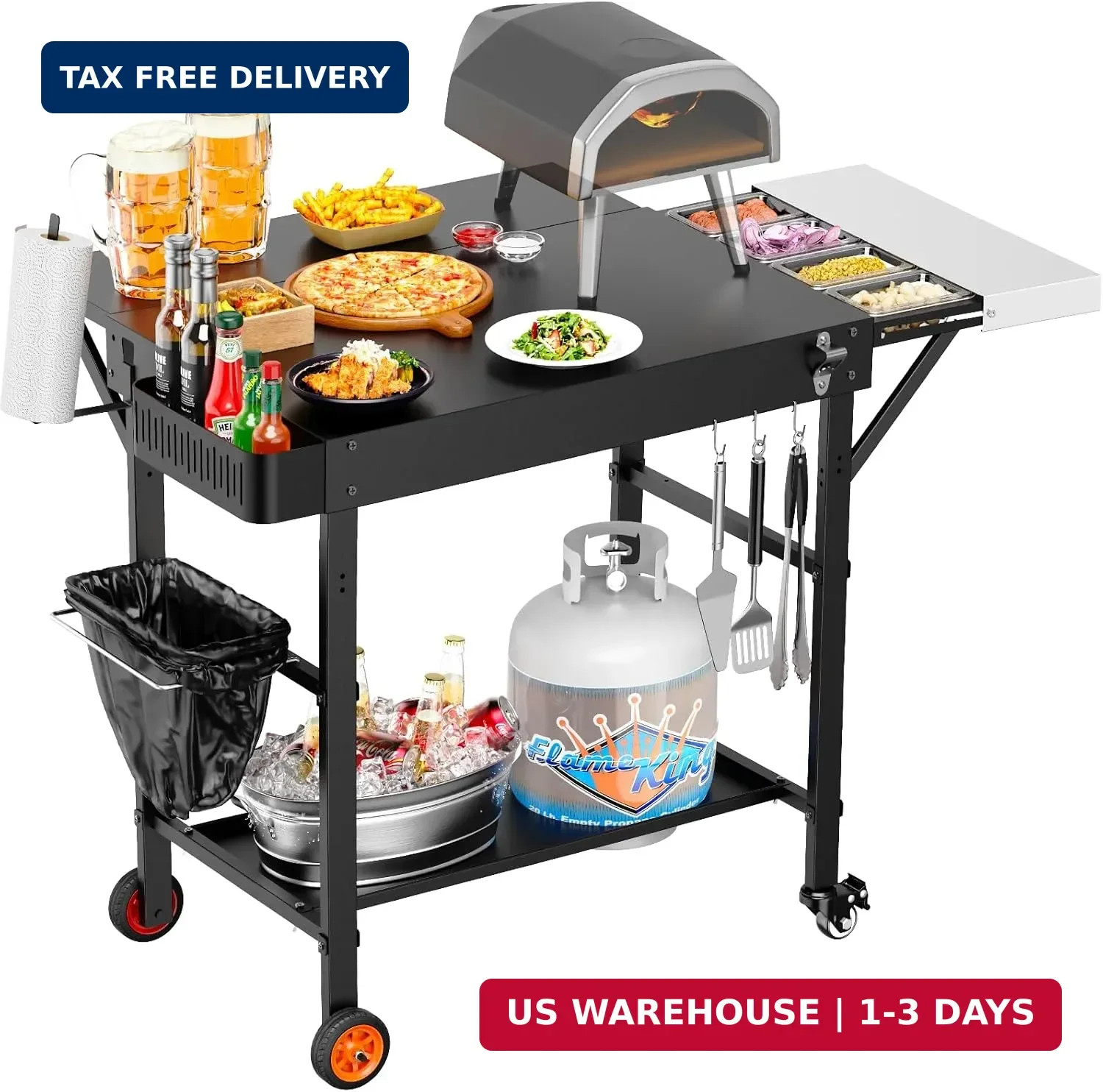 Pizza Oven Table, Grill Table for Ninja Pizza Oven, Pizza Oven Cart Fits Blackst
