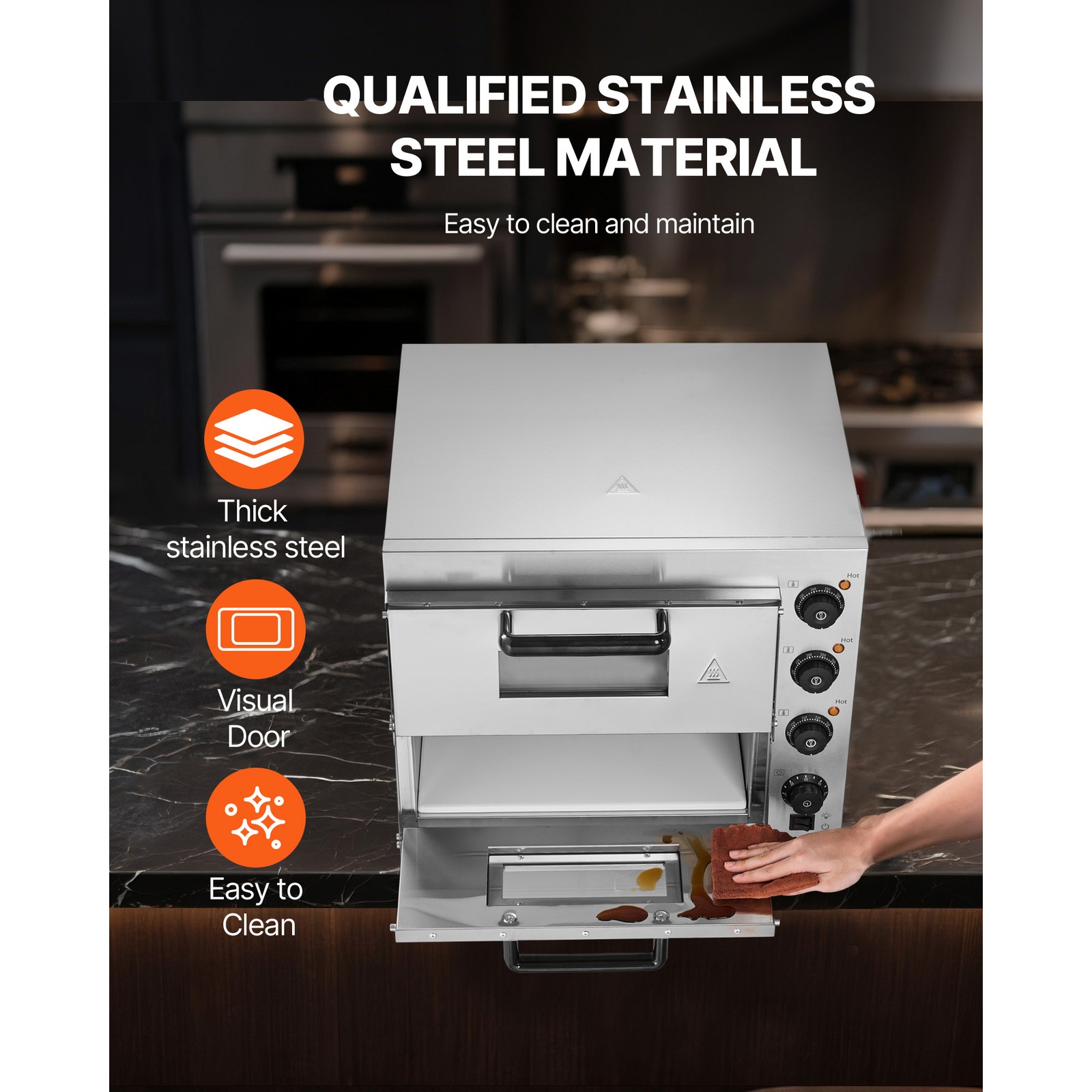 Uimoso Electric Double Deck Countertop Pizza Oven for 16-Inch Pizzas