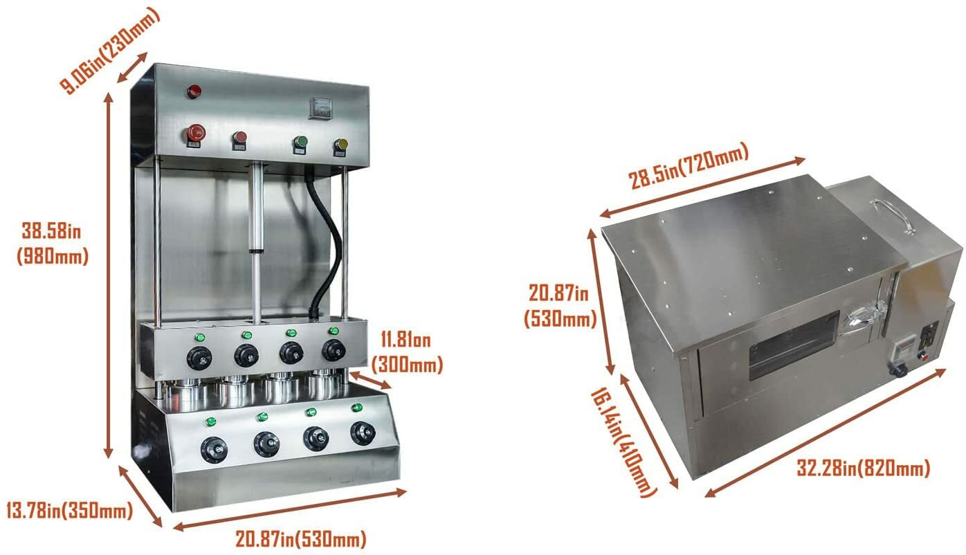 Commercial 4 Heads Pizza Cone Forming Machine 110V Cone Pizza Maker with Oven